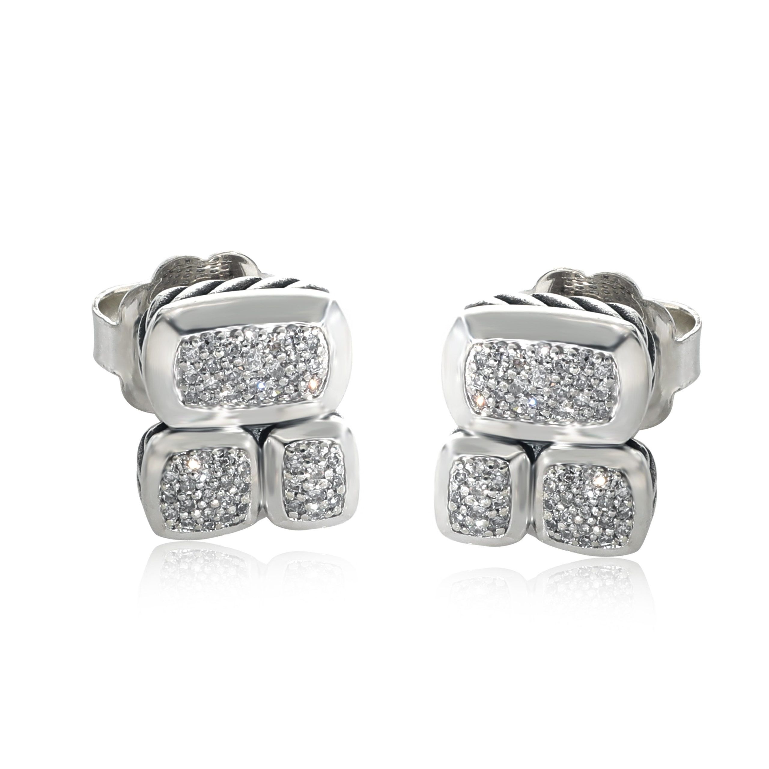 David Yurman David Yurman Confetti Diamond Earrings in Sterling Silver 0.26 CTW Size ONE SIZE - 1 Thumbnail