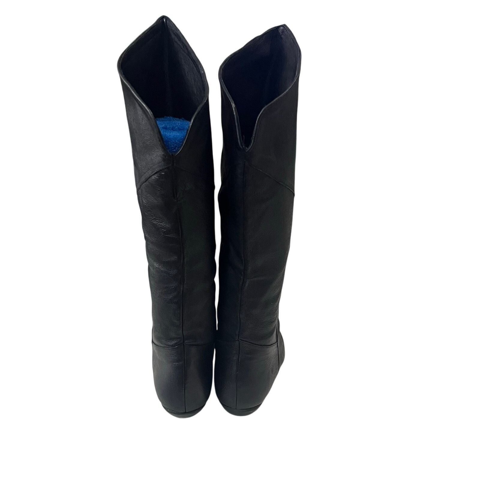 Other Vintage Sandra Miller 7.5 Black Leather Tall Riding Boots Size US 7.5 / IT 37.5 - 6 Thumbnail