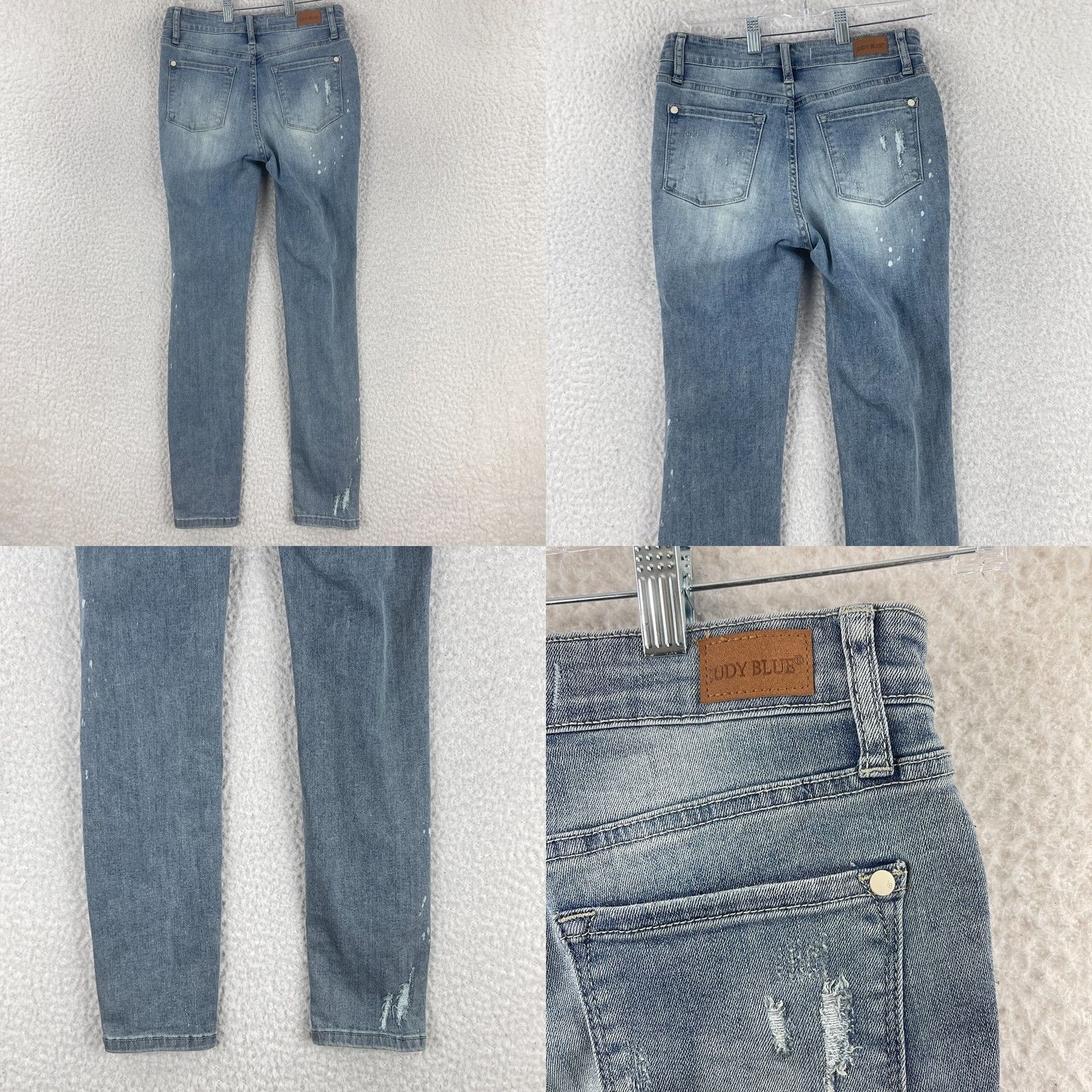 Denime Judy Blue Jeans Skinny Womens Size 26 Denim Mid-Rise Distressed Blue 5-Pocket Inseam 27"} Size 26" / US 2 / IT 38 - 9 Thumbnail