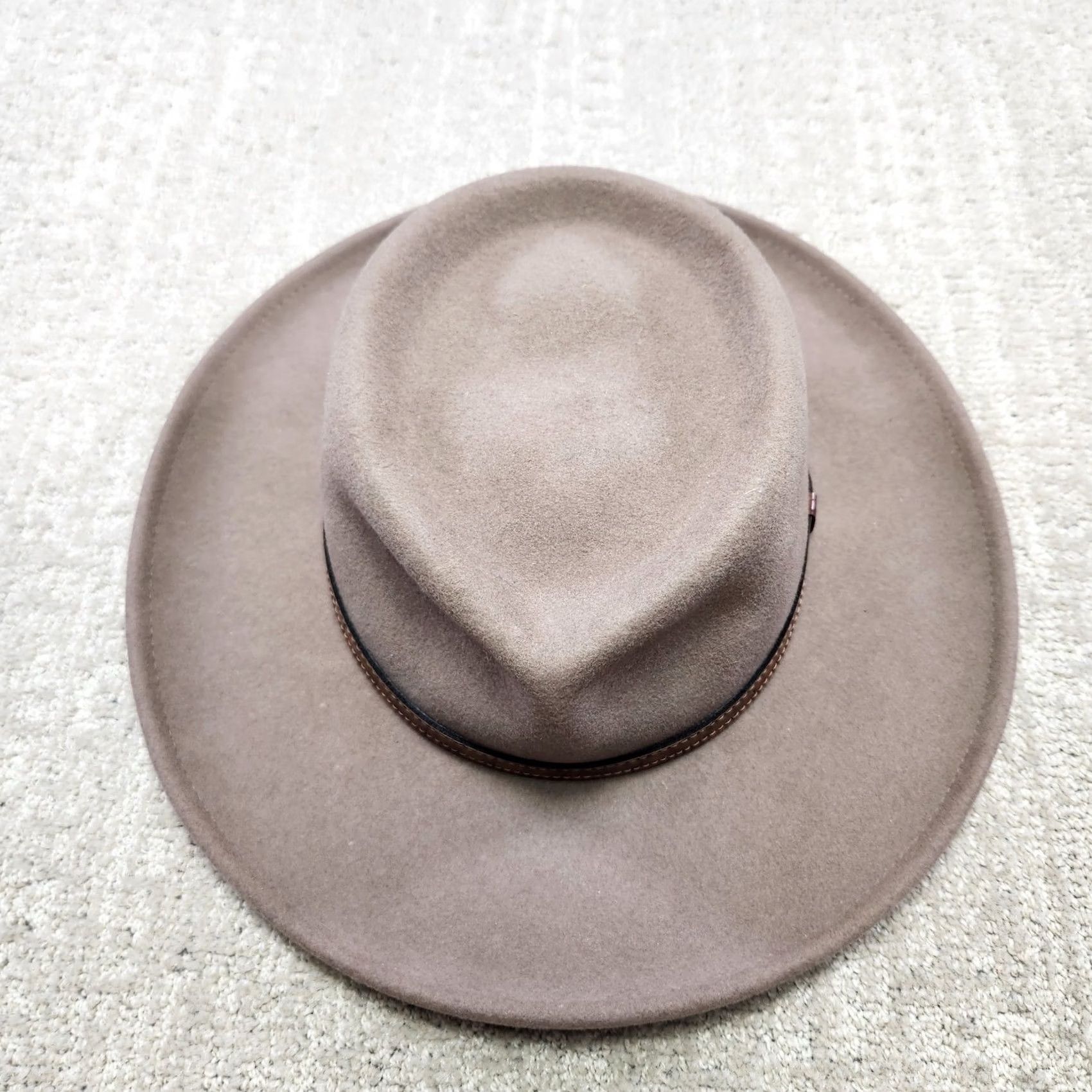 Vintage Irvine Park Fedora Hat Mens Medium Brown Wool Felt Wide Brim Western Faux Croc Band Made in USA Size US M / EU 48-50 / 2 - 4 Thumbnail