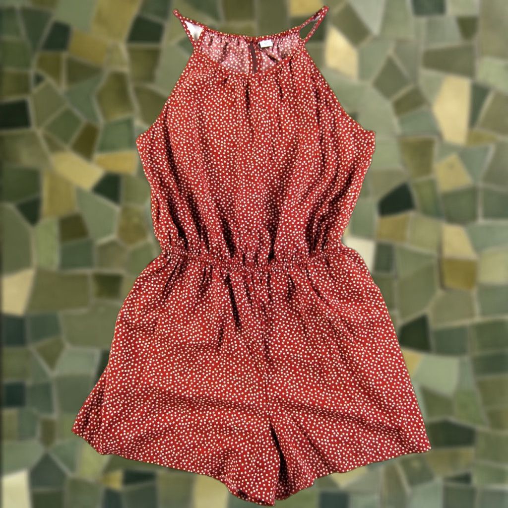 Old Navy Old Navy Romper Jumpsuit Women's Small Red Polka Dot Pocket Rayon Shorts Size 28" / US 6 / IT 42 - 1 Thumbnail