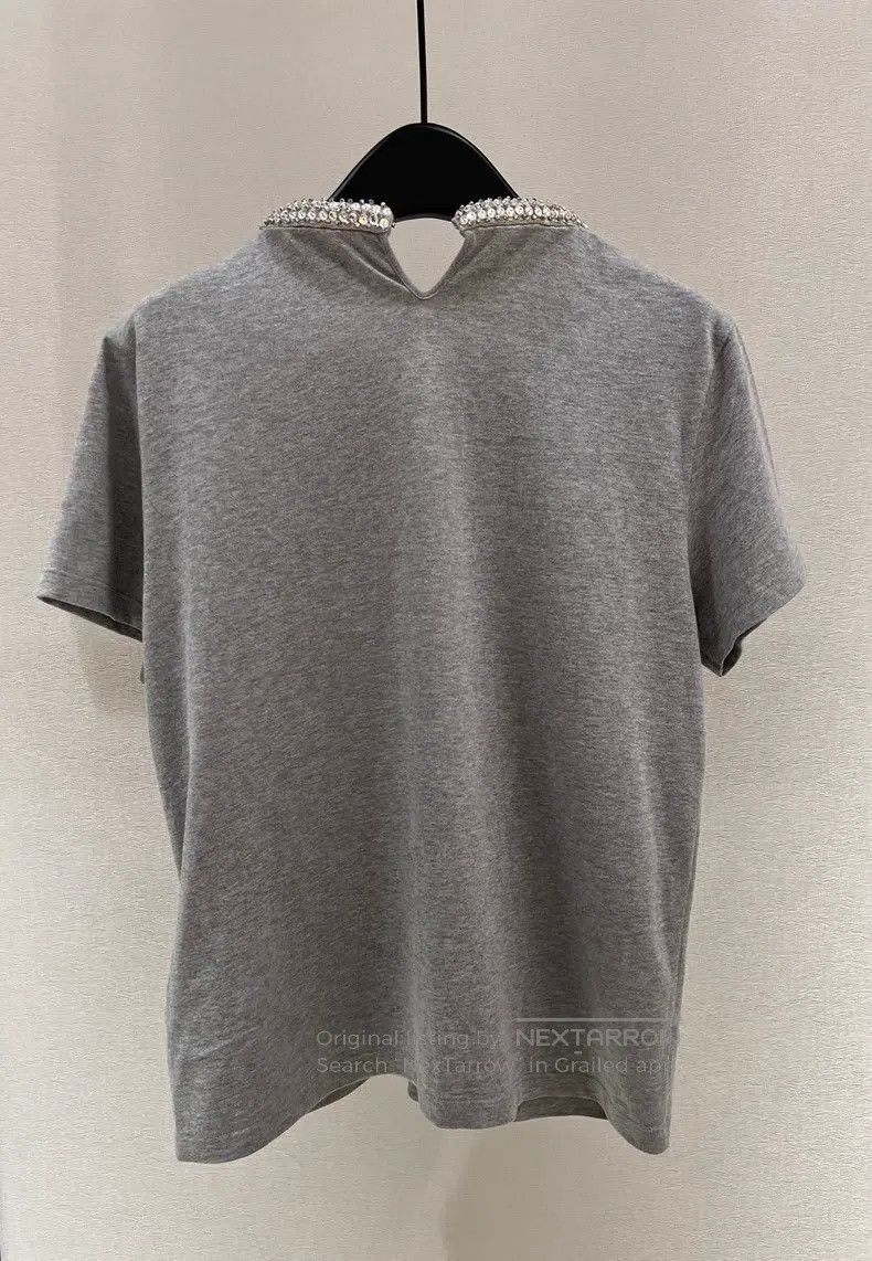 Valentino Valentino Grey rhinestone neckline short sleeves Size L / US 10 / IT 46 - 2 Thumbnail