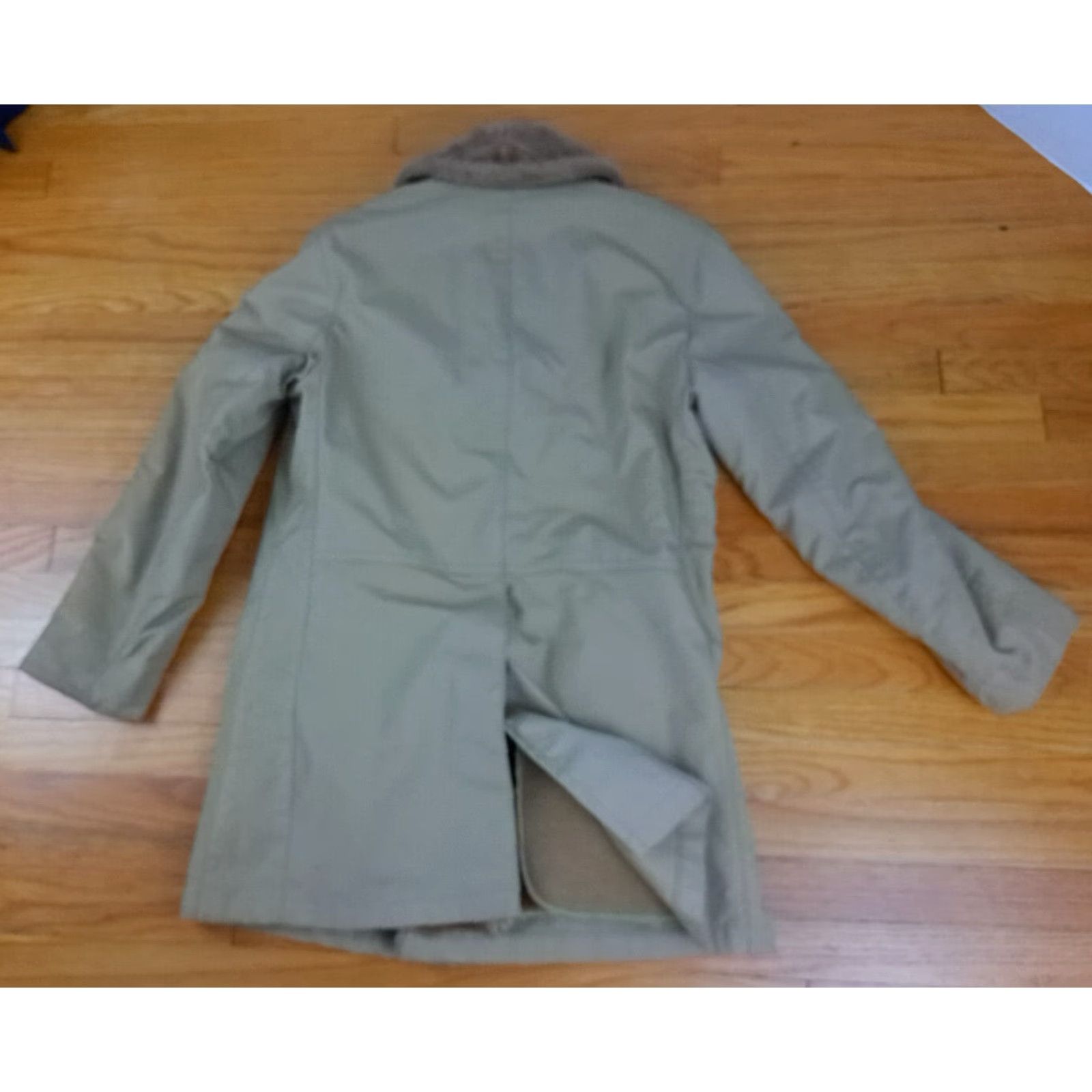 Vintage Mighty Mac Coat Long Men 38 Beige Canvas Fur Lined Winter USA Trench Coat Regular Chest Pocket Earthen Marks N/A Size US XXS / EU 40 - 7 Thumbnail