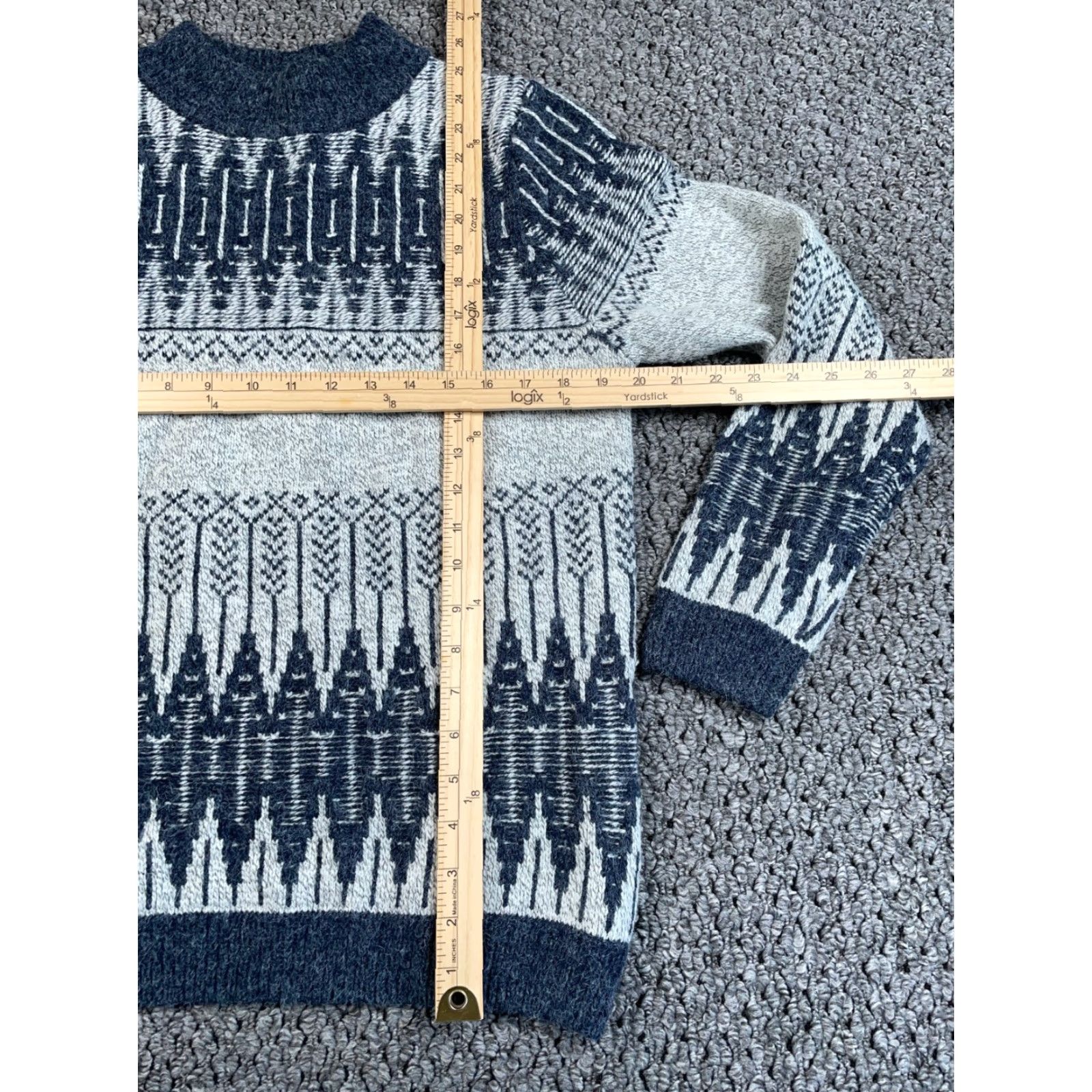 Eddie Bauer VINTAGE Eddie Bauer Wool Blend Fair Isle Sweater Women Large Gray Crew Neck Heavyweight Knit Pullover 90s Hipster Retro Ski Womens Size L / US 10 / IT 46 - 5 Thumbnail