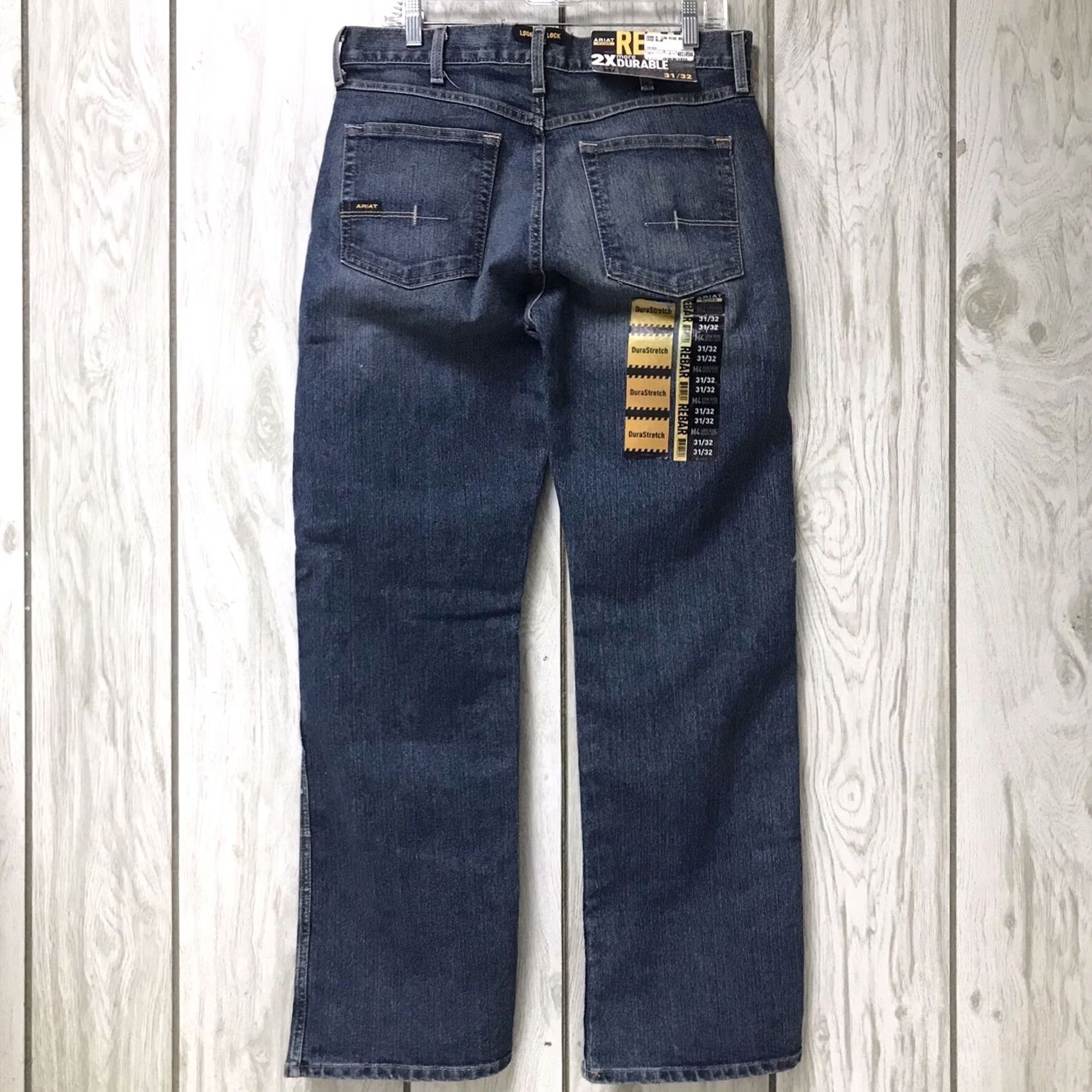 Ariat Ariat Men Blue Rebar DuraStretch M4 Low Rise Boot Cut Jeans 31x32 Jeans Size US 31 - 4 Thumbnail