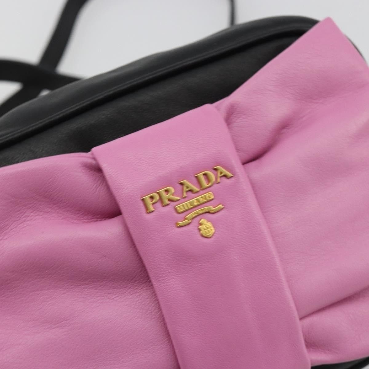 Prada Prada Leather Ribbon Shoulder Bag Black Size ONE SIZE - 2 Thumbnail