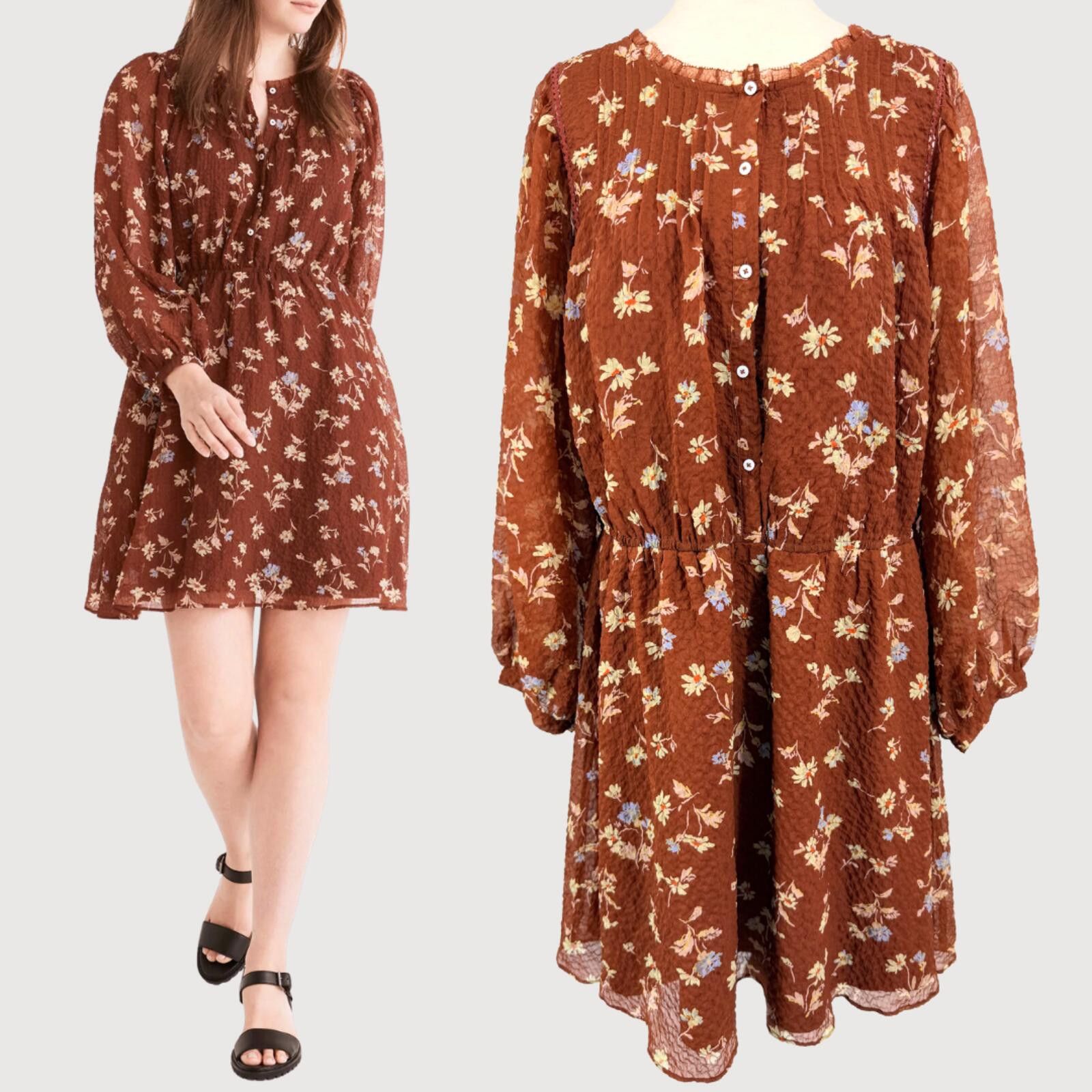 Madewell Madewell Floral Long Sleeve Mini Dress 1X Size XL / US 12-14 / IT 48-50 - 1 Thumbnail