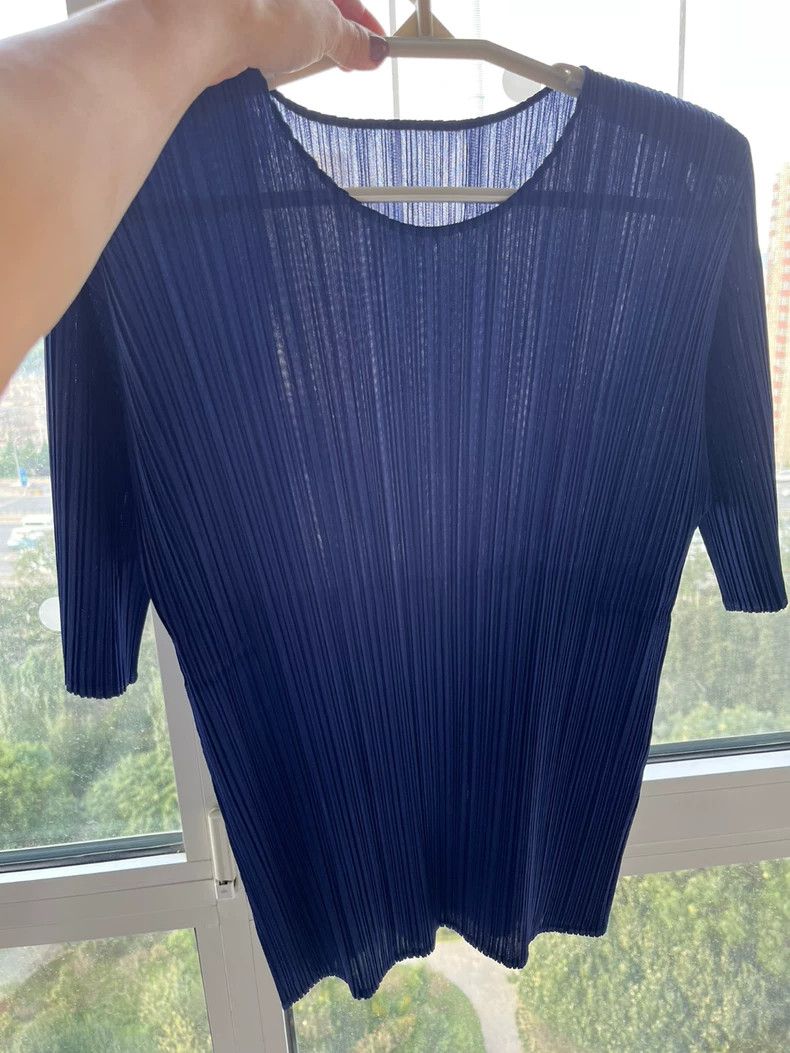 Issey Miyake issey miyake size:3 Navy blue short-sleeved top Size XXS / US 00 / IT 34 - 3 Thumbnail