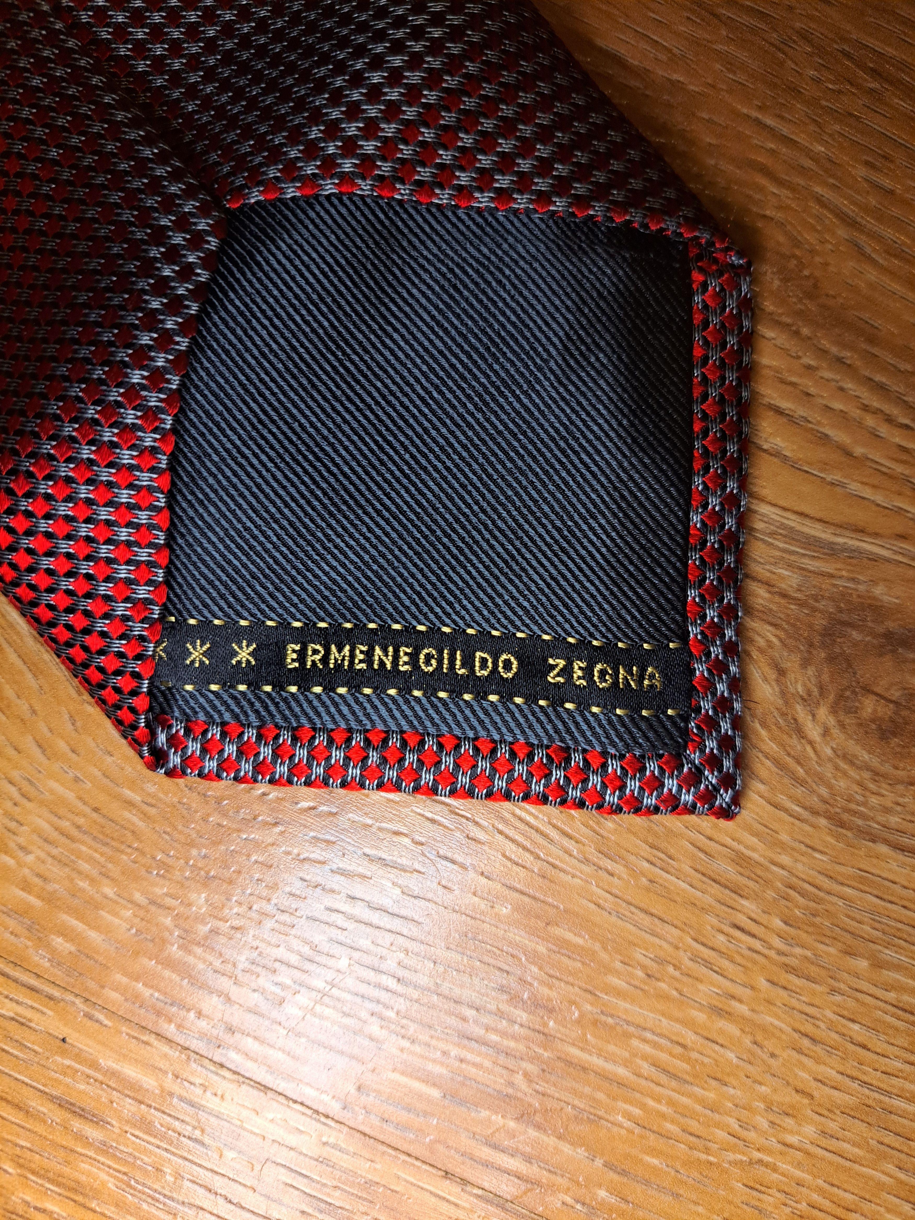 Ermenegildo Zegna Ermenegildo Zegna 100% Silk Tie Mens Red Geometric Necktie Size ONE SIZE - 2 Thumbnail