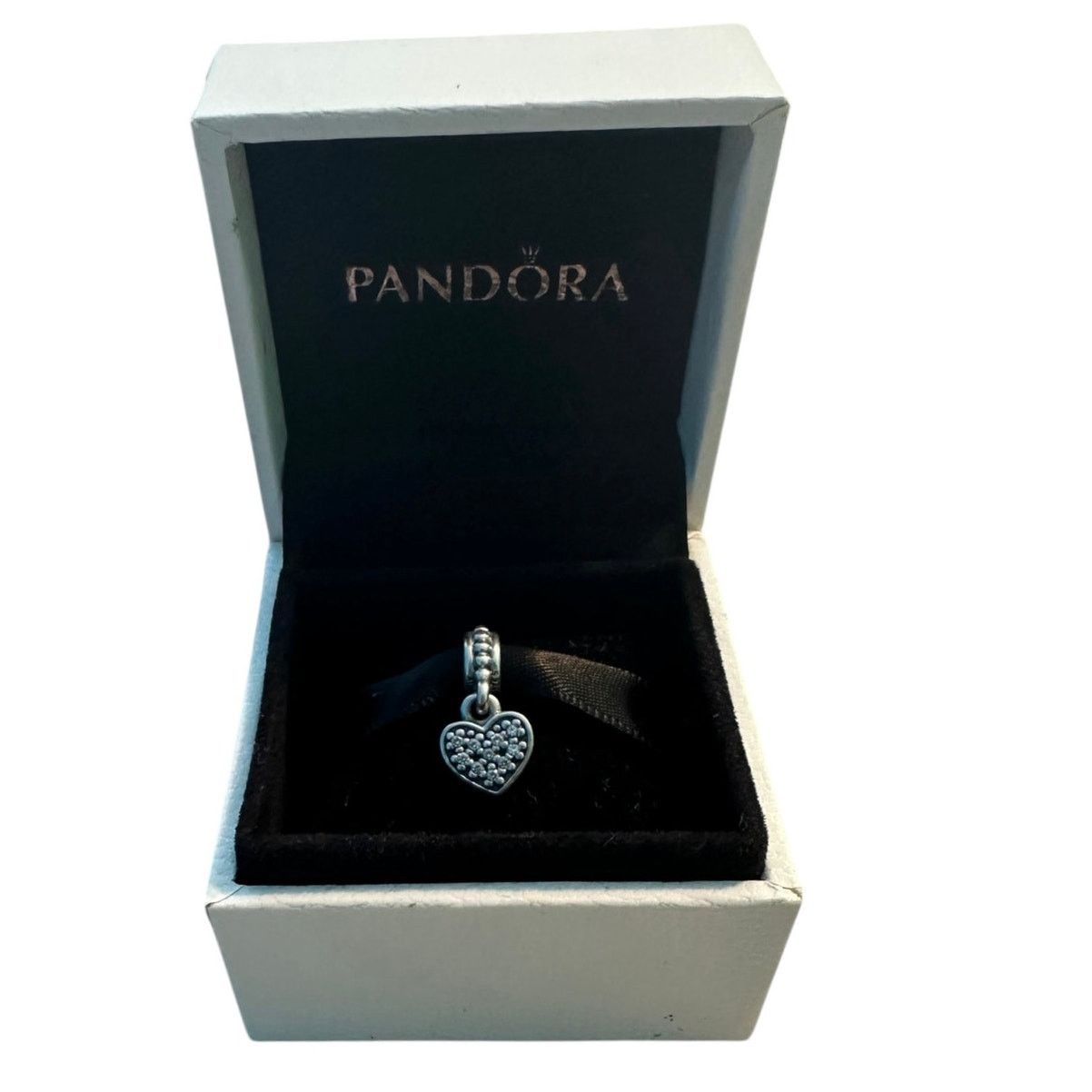 Pandora Pavé Clear Cz Heart Dangle Charm in Silver, Women's