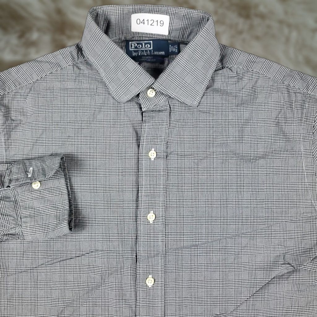 Ralph Lauren Ralph Lauren Shirt Mens 16.5 Gray Plaid Dress Button-Up Long Sleeve, Regular Fit, Cotton, Classic American Style - Mens Size 42R - 1 Thumbnail