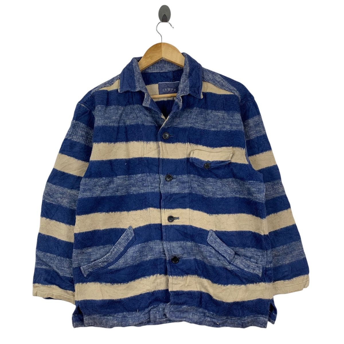 Japanese Brand ZAMPA COMPANY LIMITED JapaneseBrand Stripes Wool Coat Jacket Size US M / EU 48-50 / 2 - 1 Thumbnail