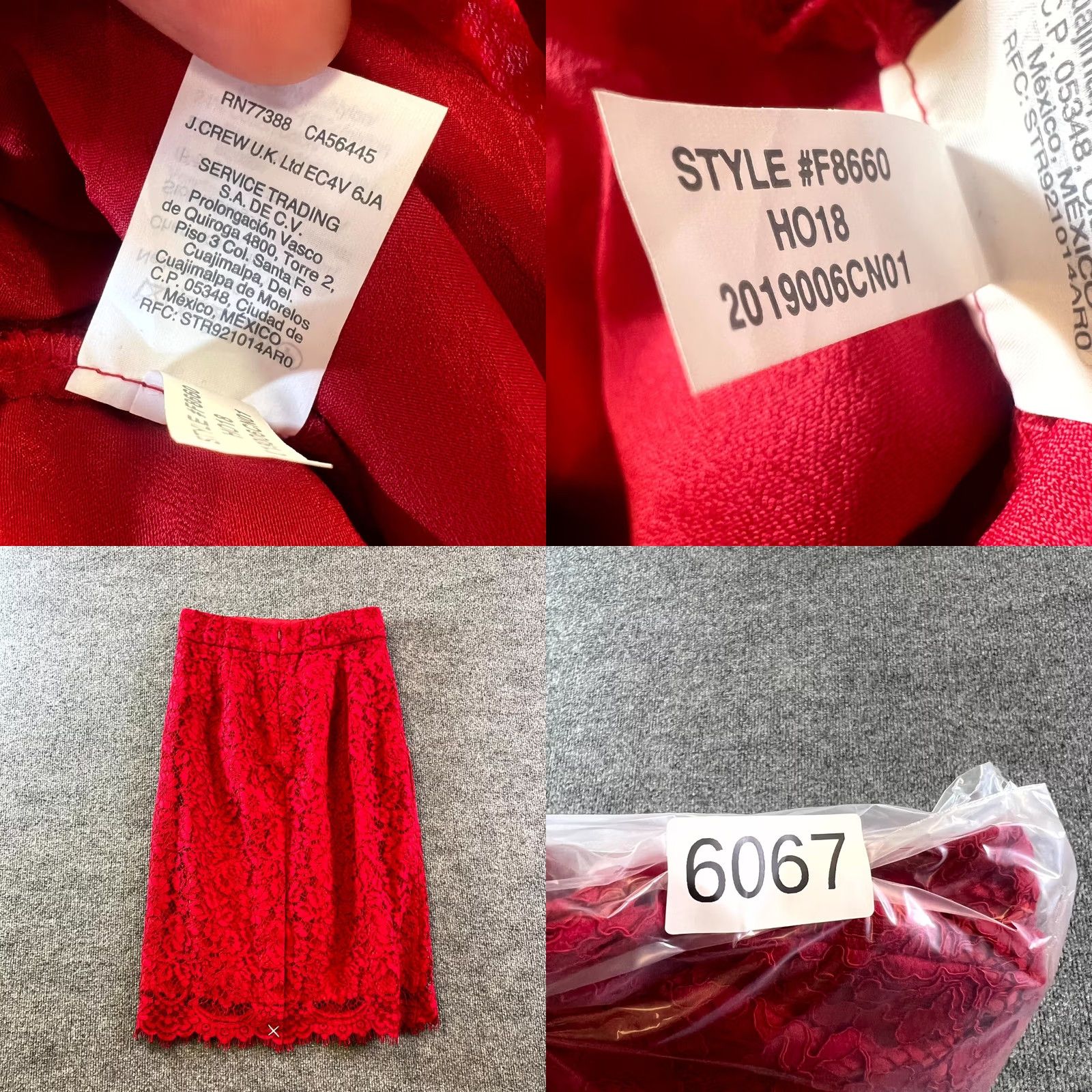J.Crew J.Crew Straight & Pencil Skirt Women's 4 Red Viscose Floral Lace Pintucked Party (Size 4, Regular) Size 27" / US 4 / IT 40 - 8 Thumbnail