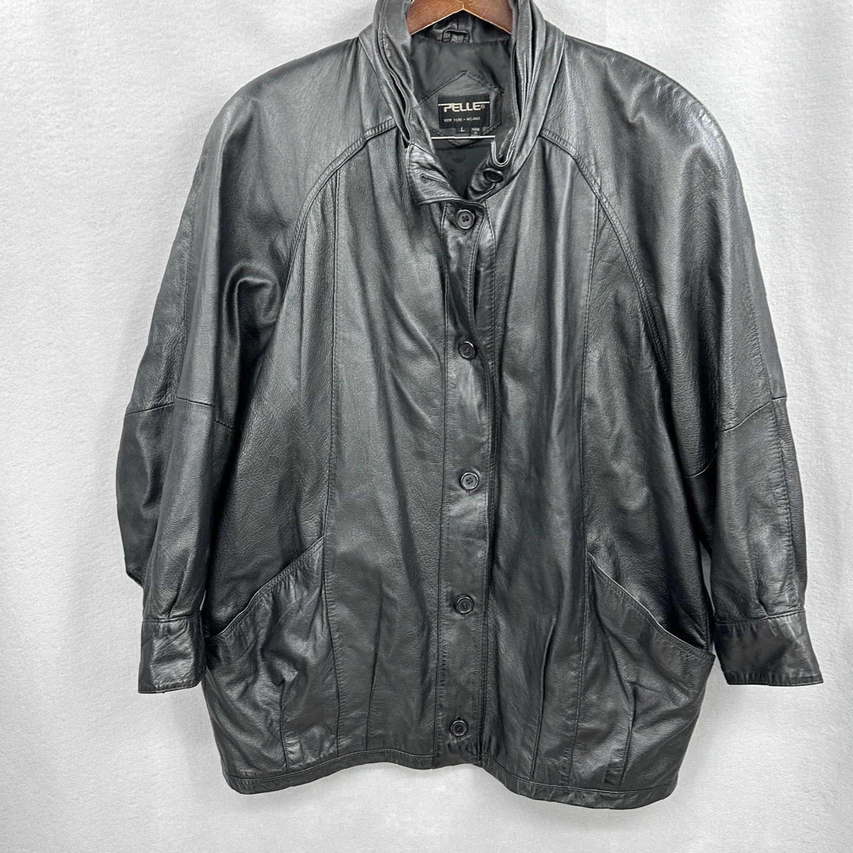 Vintage VINTAGE Pelle Jacket Womens Large Black Leather 90s 90s Patchwork Basic Jacket Shirt Mens Womens Girls Boys Size L / US 10 / IT 46 - 5 Thumbnail