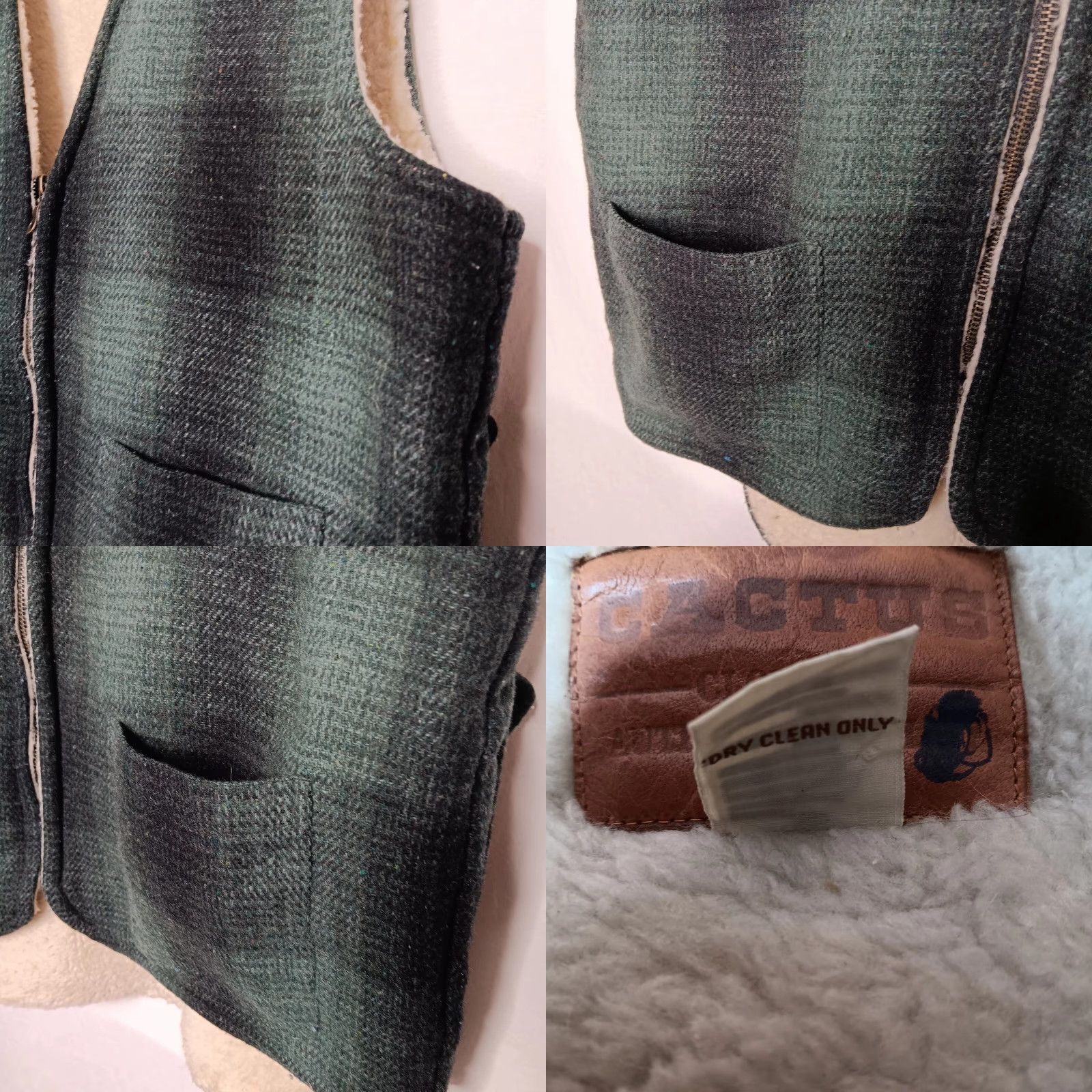 Vintage VINTAGE Cactus Vest Wool Blend Short Casual Workwear Mens M Green Plaid Faux Sherpa Lined 23" Pit to Pit 29" Back 23.5" Long Size US M / EU 48-50 / 2 - 9 Thumbnail