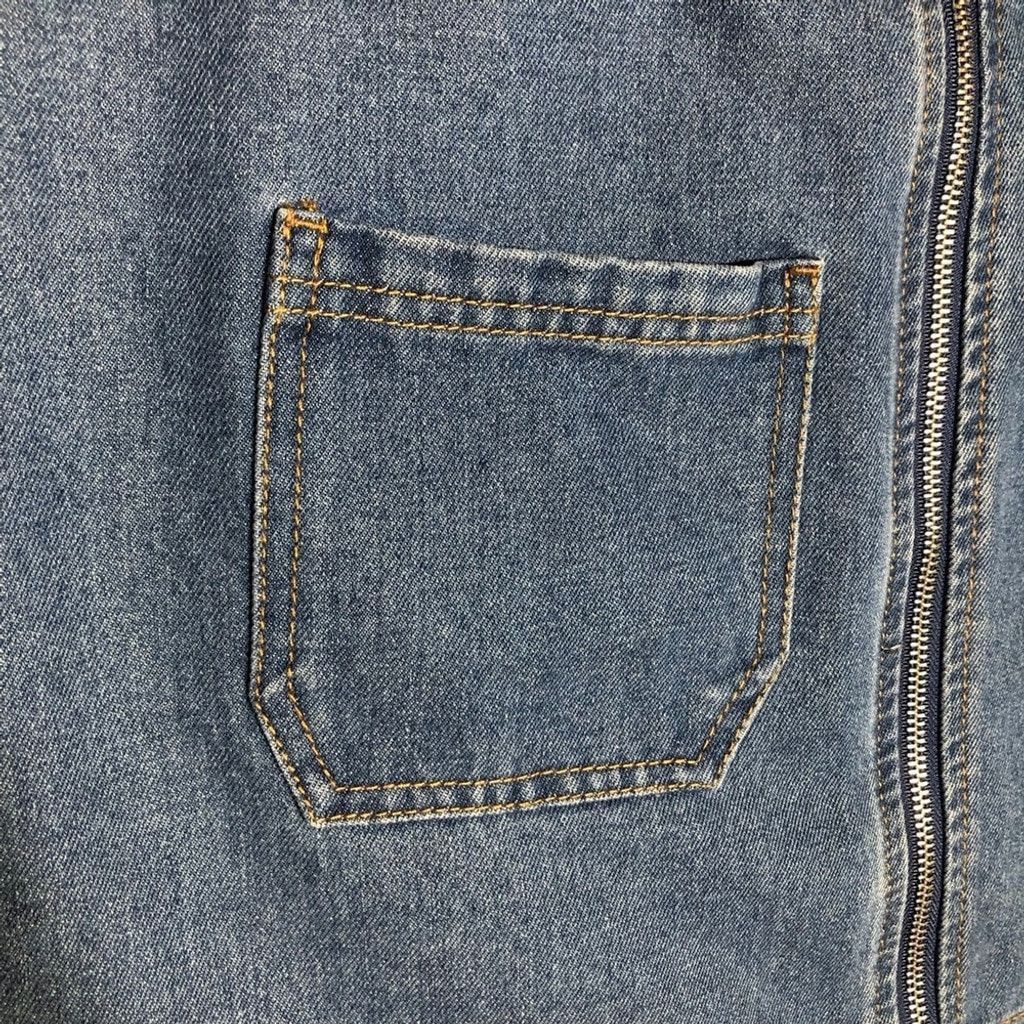 Forever 21 Y2K Mini Skirt Zipper Front Patch Pockets Denim Blue sz M Size 30" / US 8 / IT 44 - 9 Thumbnail