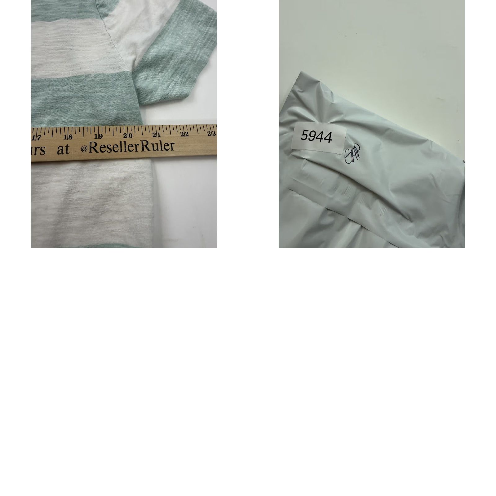 Gap Gap Shirt Mens Large Green White Striped V-Neck Cotton Tee Casual Tagless Size US L / EU 52-54 / 3 - 8 Thumbnail