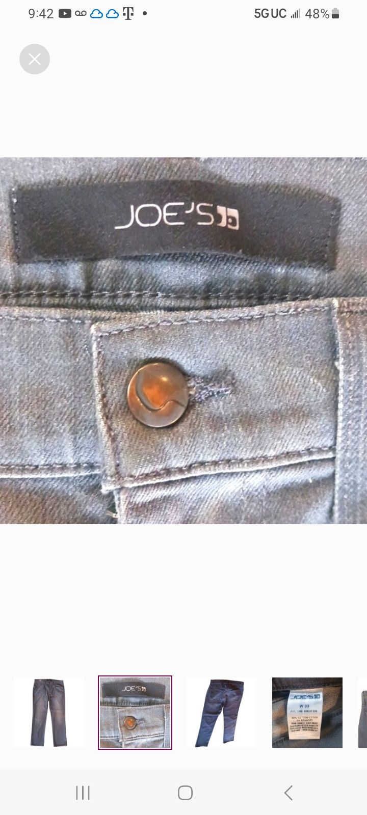 Joe's JOE'S JEANS Brixton Grey Jeans Size US 34 / EU 50 - 2 Thumbnail