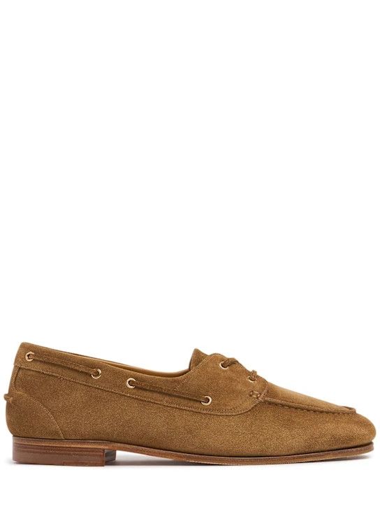 o1lsvrm0425 Plume Suede Loafers in Beige