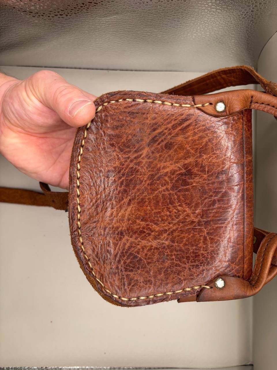 Vintage Handmade leather coin bag - vintage made of coins Size ONE SIZE - 2 Thumbnail