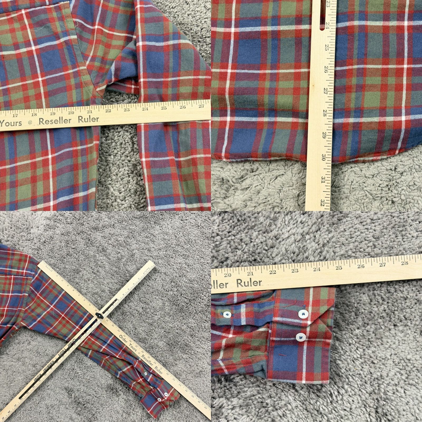 Vintage Onward Reserve Shirt Mens XL Red Plaid Cotton Flannel Long Sleeve Button-Up Tailored Fit Size US XL / EU 56 / 4 - 8 Thumbnail