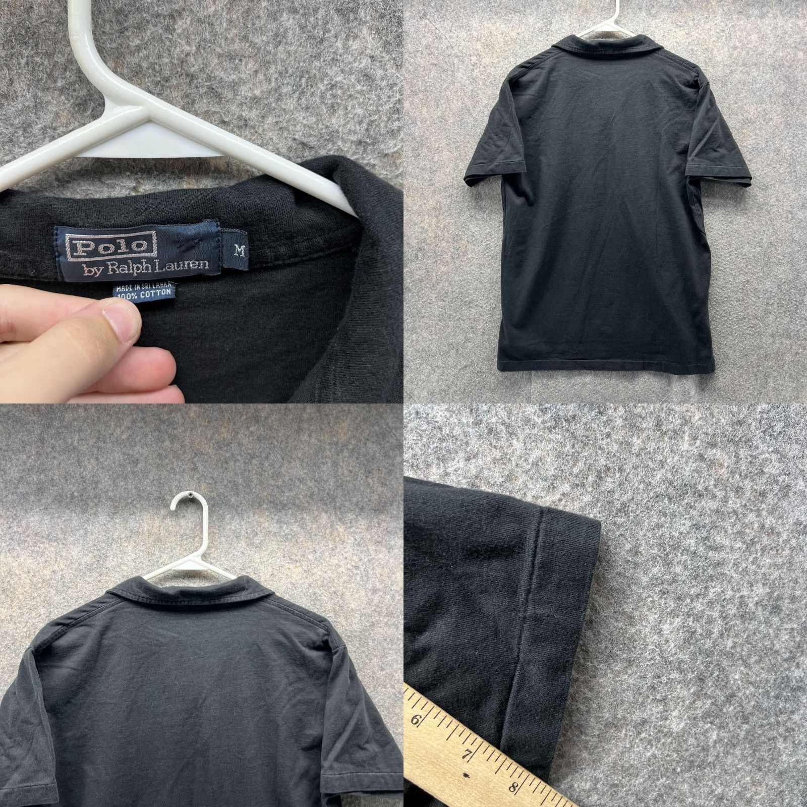Ralph Lauren VINTAGE Ralph Lauren Polo Shirt Men Medium Black Solid Short Sleeve Button Collar Polo Regular Fit 28 in Size US M / EU 48-50 / 2 - 8 Thumbnail