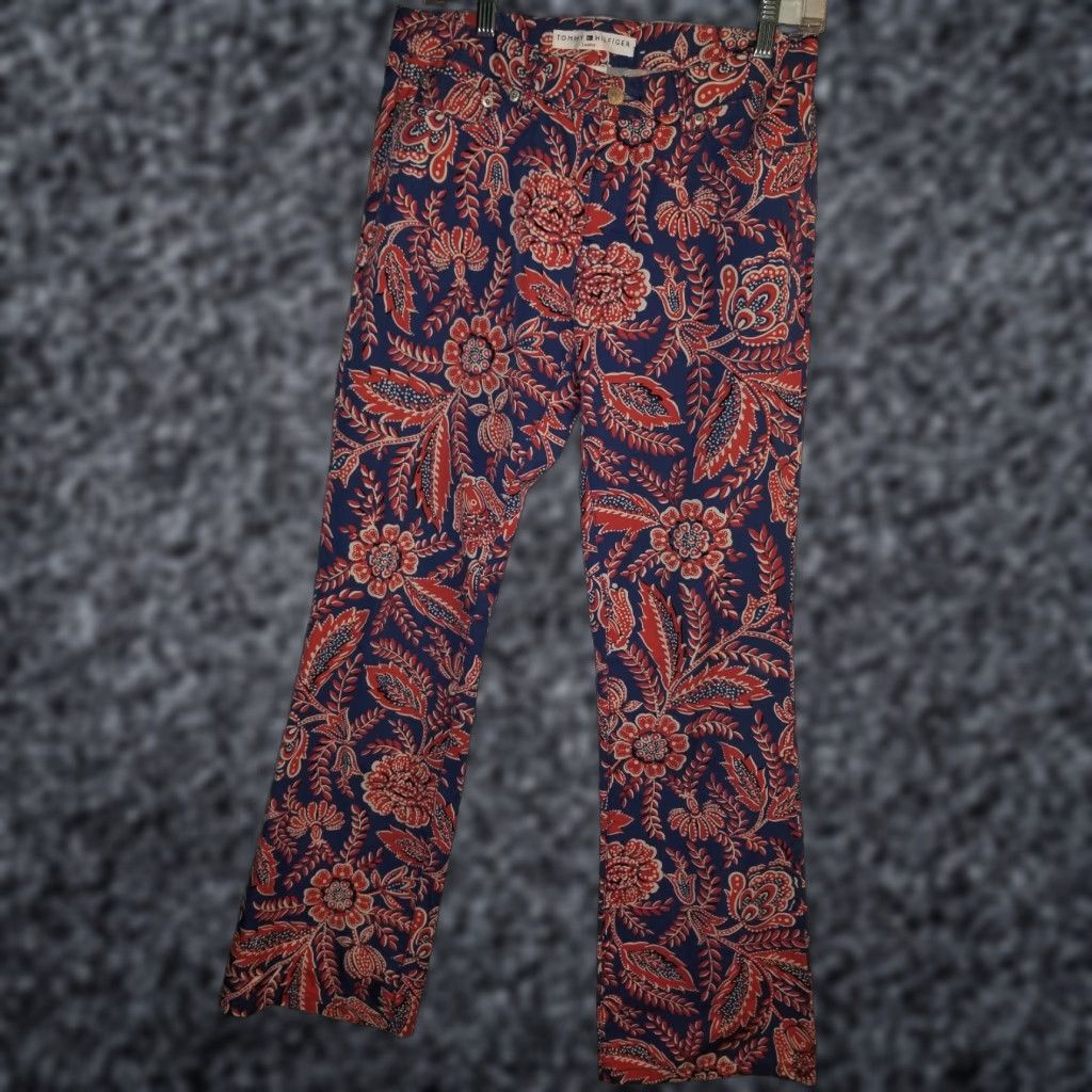 Tommy Hilfiger Tommy Hilfiger Jeans - 00s Floral Paisley Flare Leg Denim, Size 4, Blue, High Rise, Regular, Women's Size 27" / US 4 / IT 40 - 1 Thumbnail