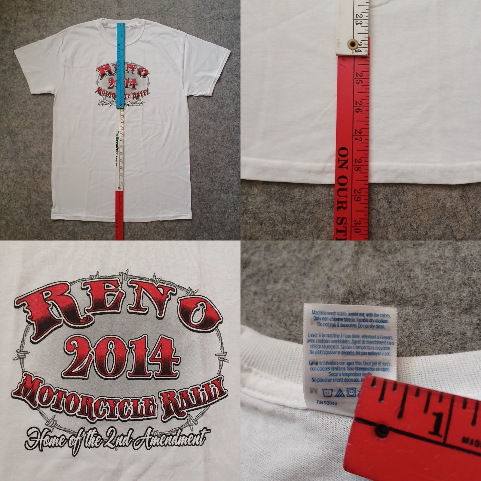 Vintage Reno Motorcycle Rally T Shirt Mens M White Home Of The 2nd Amendment Skull 2014 Size US M / EU 48-50 / 2 - 8 Thumbnail