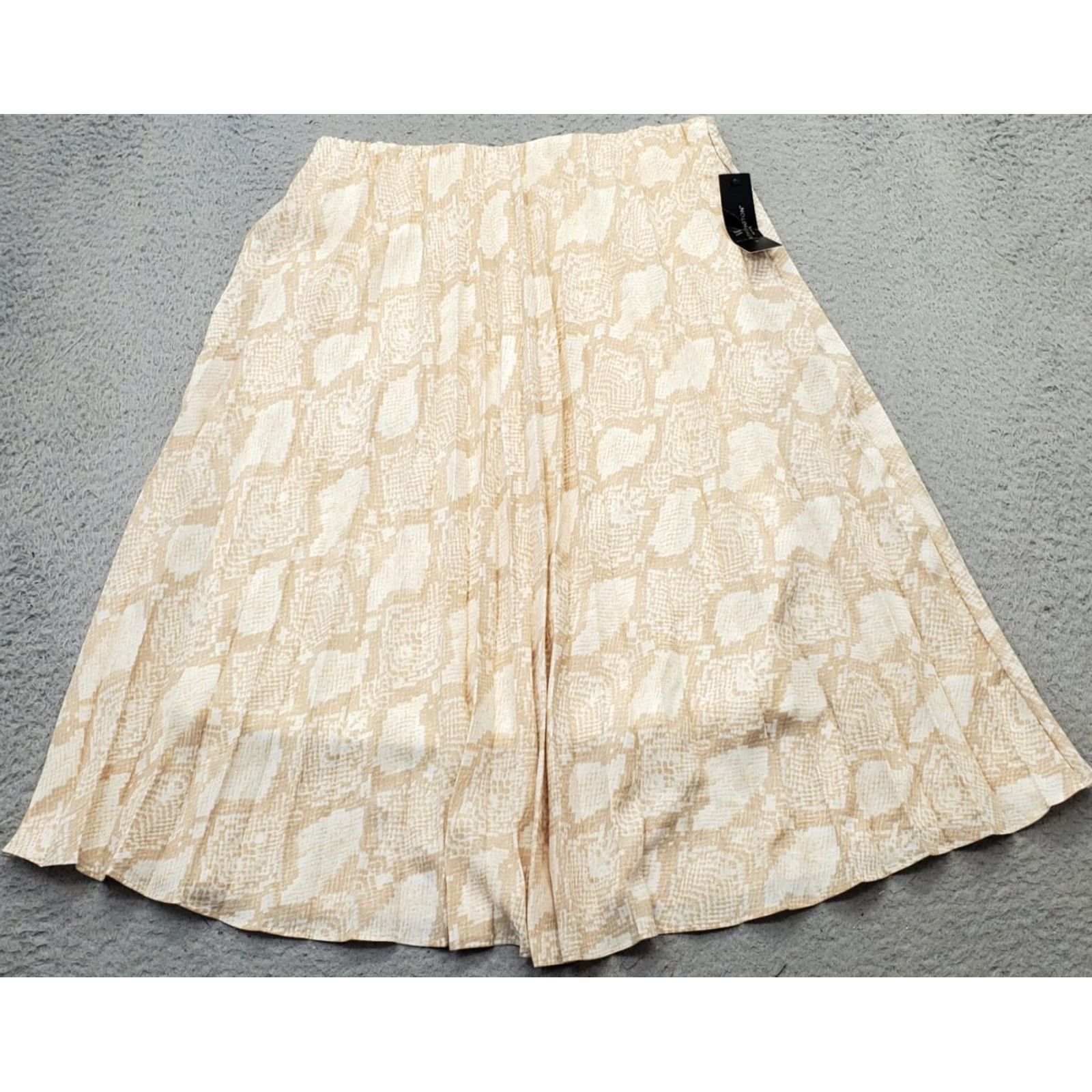 Worthington Worthington A-Line Skirt Womens PM Multicolor Python Animal Lined Elastic Waist Midi Skirt Womens PM 14.5" 27.5" NWT Casual Womens Size 32" / US 10 / IT 46 - 2 Thumbnail