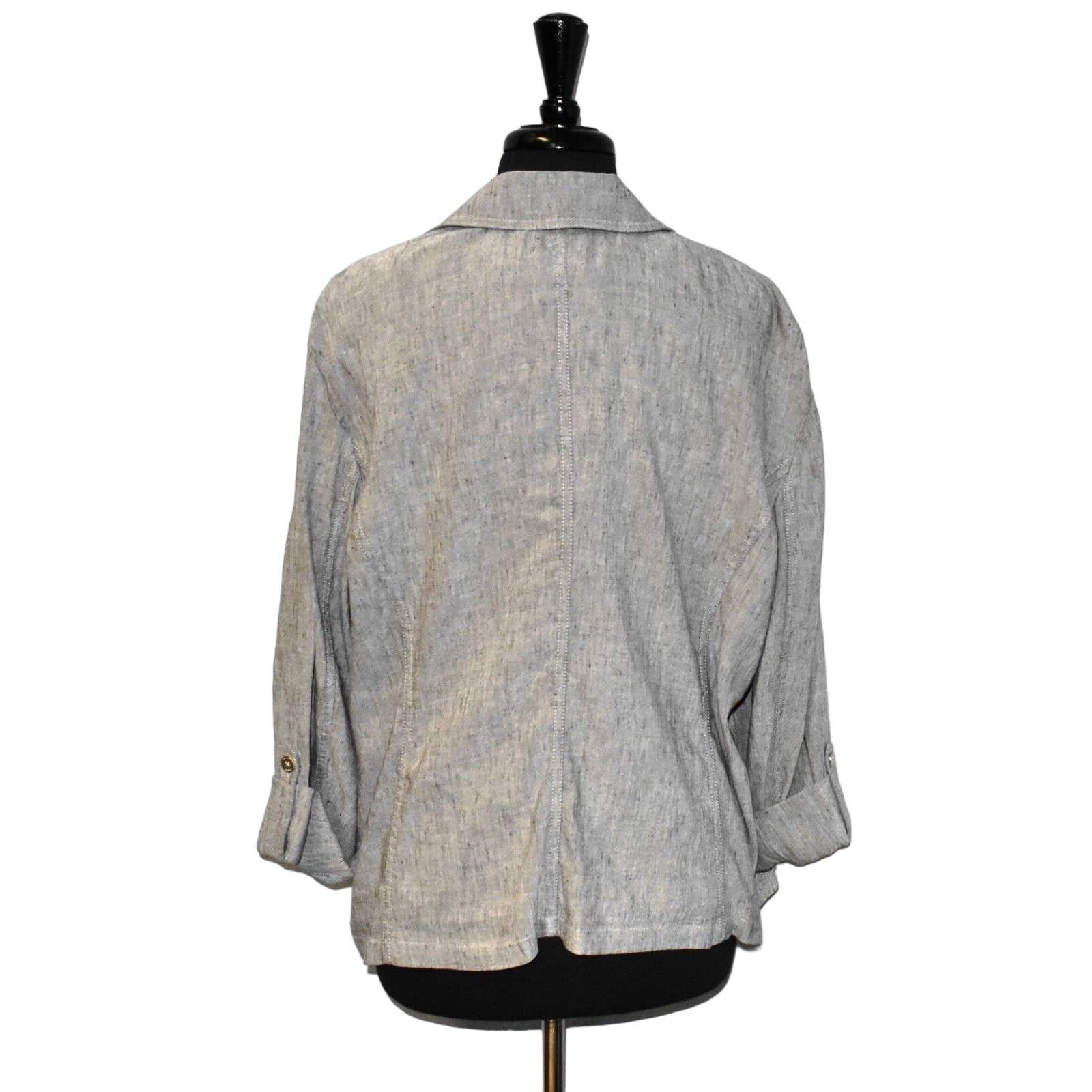 Chicos NWT CHICOS Moto Stretch Linen Jacket Size 3 US 16/18 $139 Size XXL / US 16-18 / IT 52-54 - 3 Thumbnail