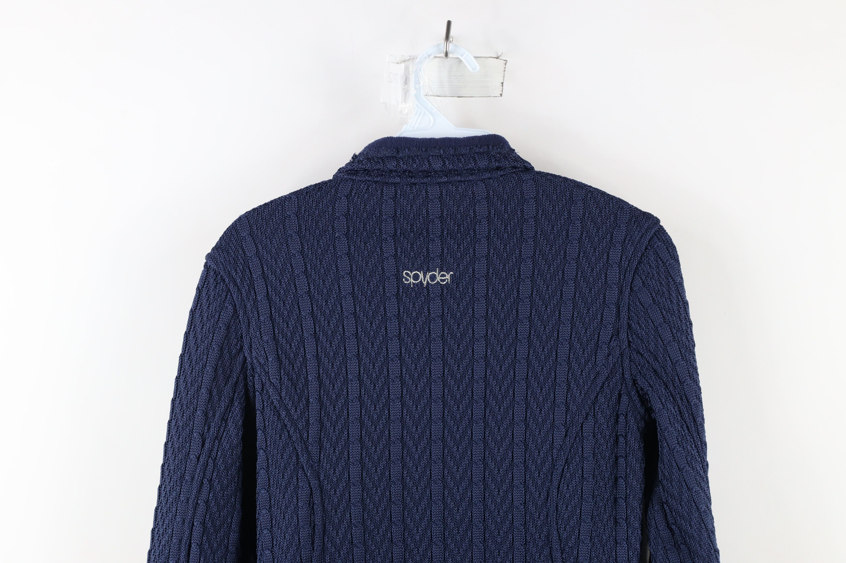 Spyder × Vintage Spyder Out Core Chunky Cable Knit Major Sweater Jacket Blue Size S / US 4 / IT 40 - 16 Thumbnail