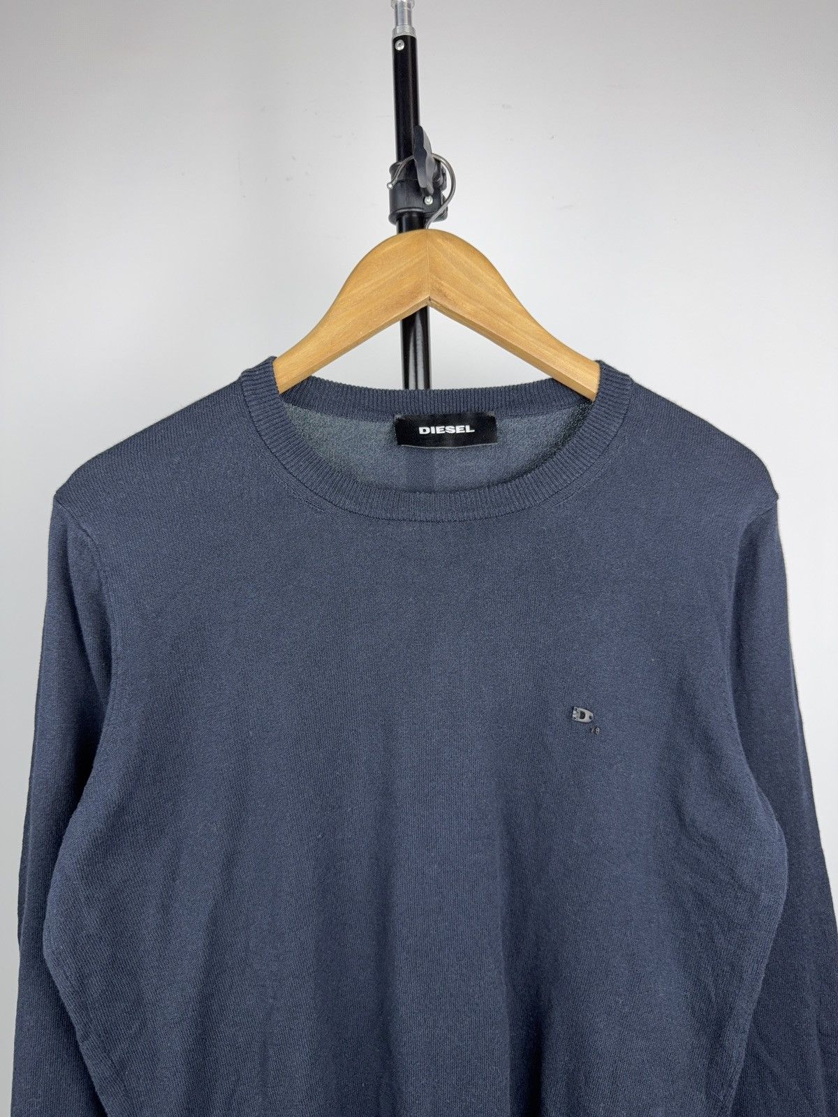 Diesel Luxury 00s Diesel Knit Sweater Navy Minimal Logo Crewneck Size US M / EU 48-50 / 2 - 2 Thumbnail
