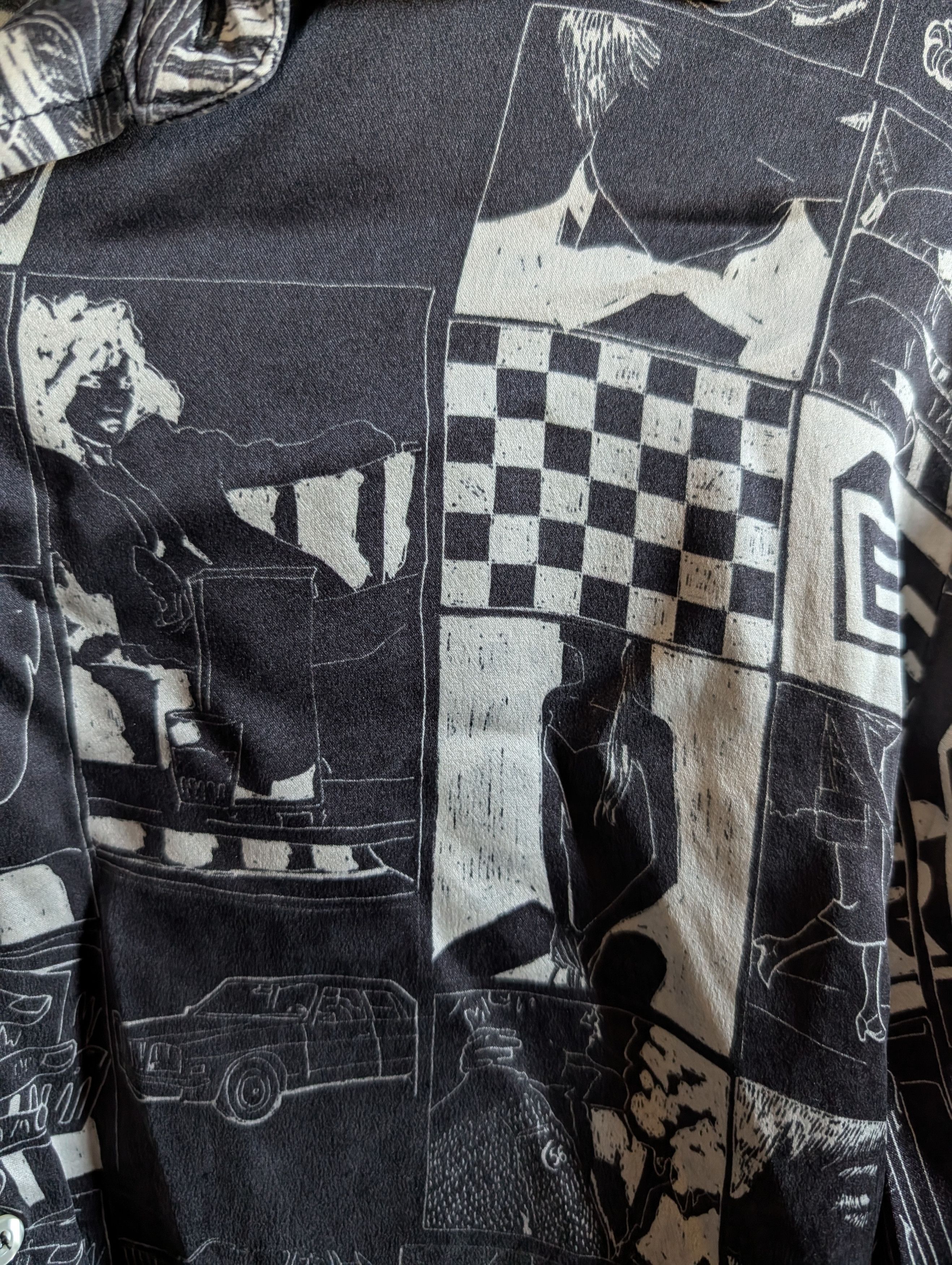 Enfants Riches Deprimes ICONIC Early 100% Thick Silk Comic Print B/W Shirt XS Size US XS / EU 42 / 0 - 5 Thumbnail