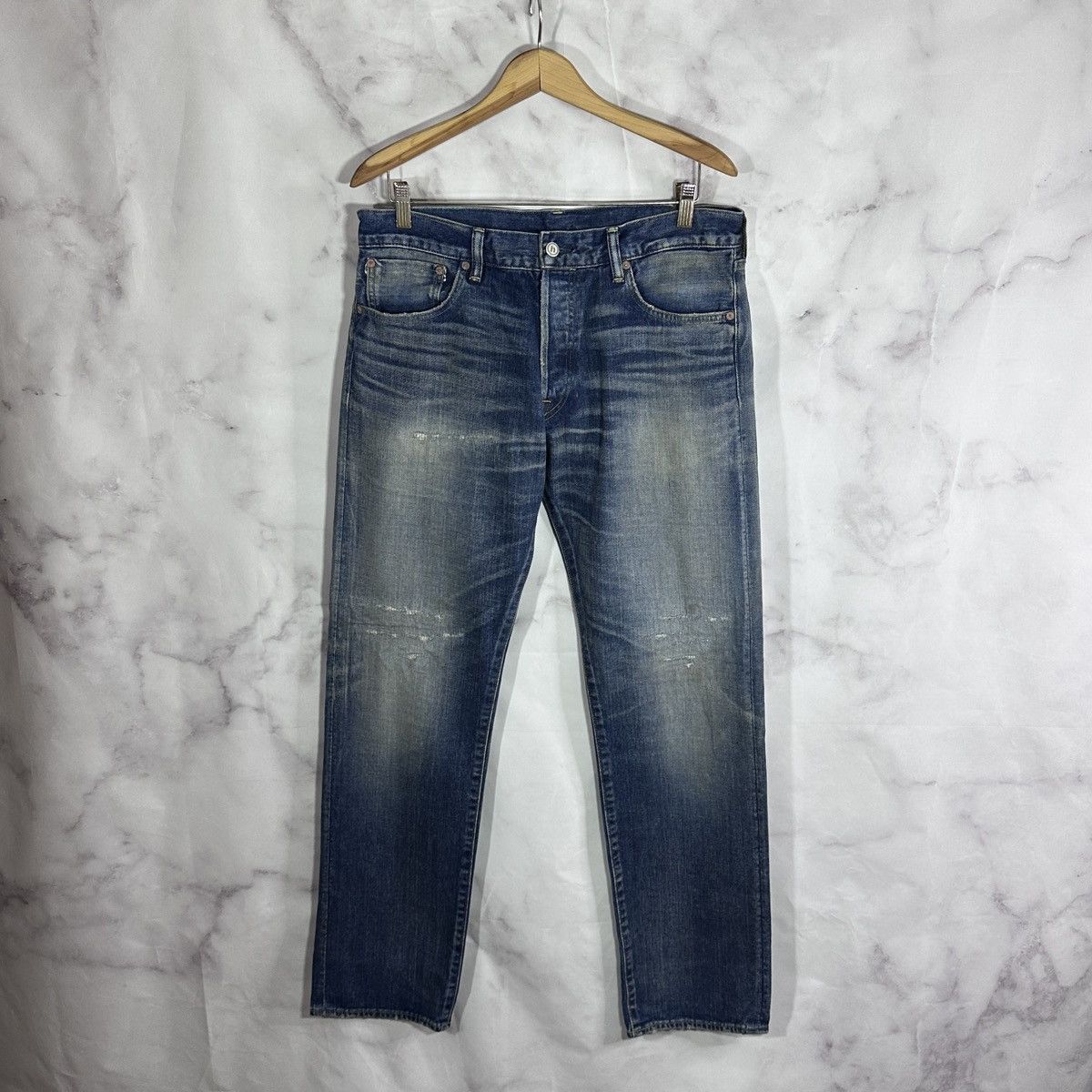 image of Hidden Ny Distressed Japanese Denim in Light Wash, Men's (Size 34)