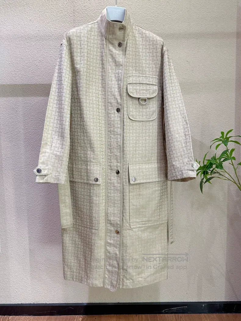 Hermes Hermes Letter H Printed Long Trench Coat Size XXS / US 00 / IT 34 - 1 Thumbnail