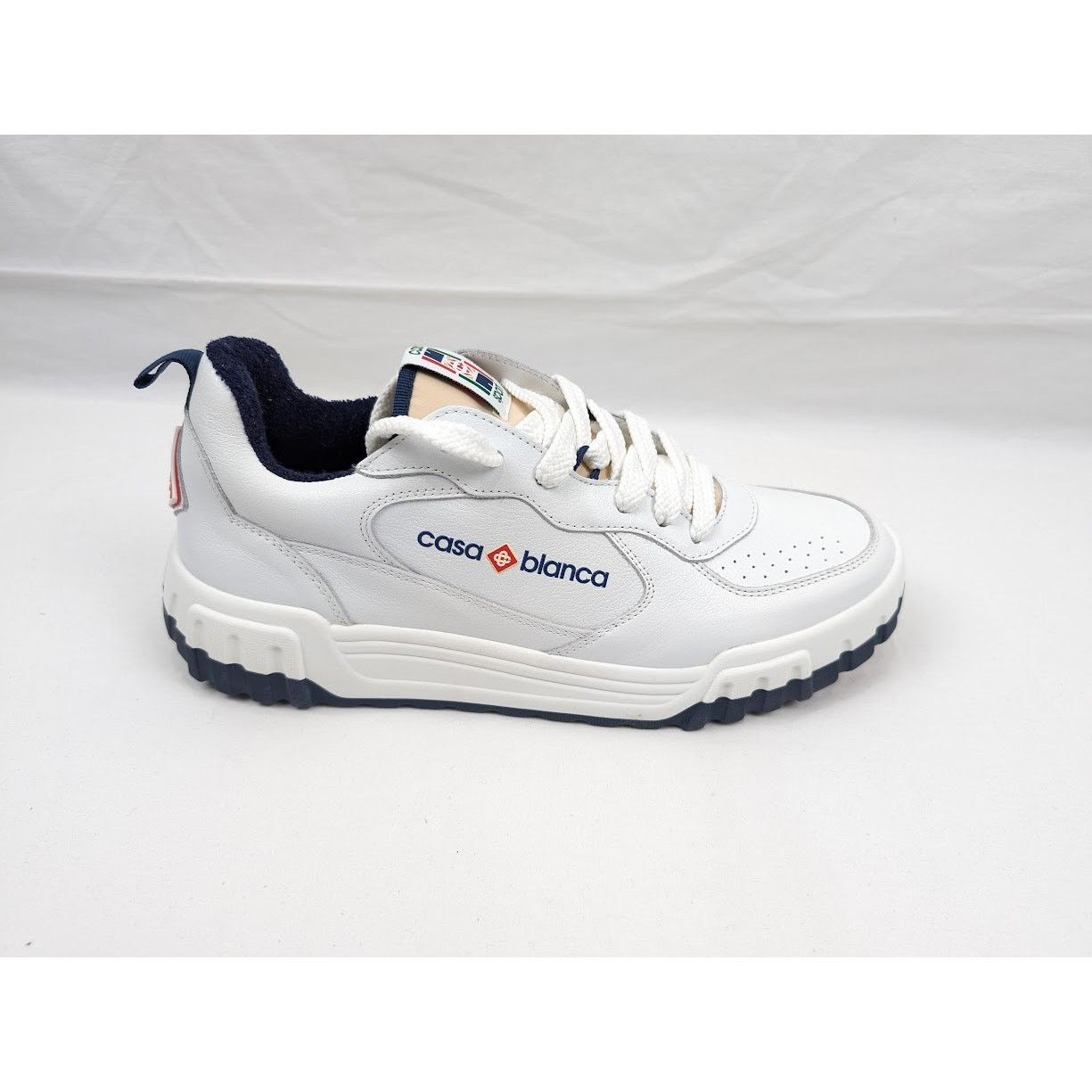 Casablanca o1rshd1 Men's Court Sneakers in White Navy Size US 9 / EU 42 - 1 Thumbnail