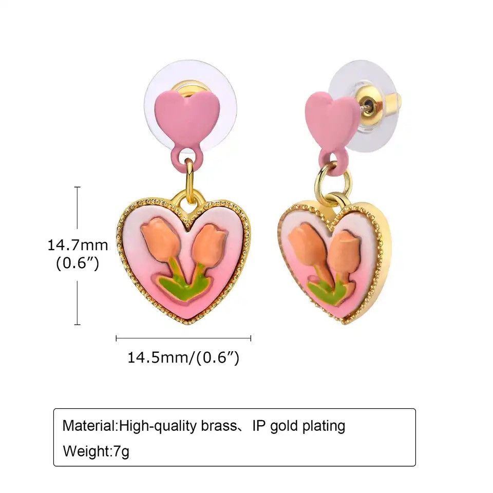 Other Cute Pink Tulip Flower Earrings Size ONE SIZE - 2 Thumbnail
