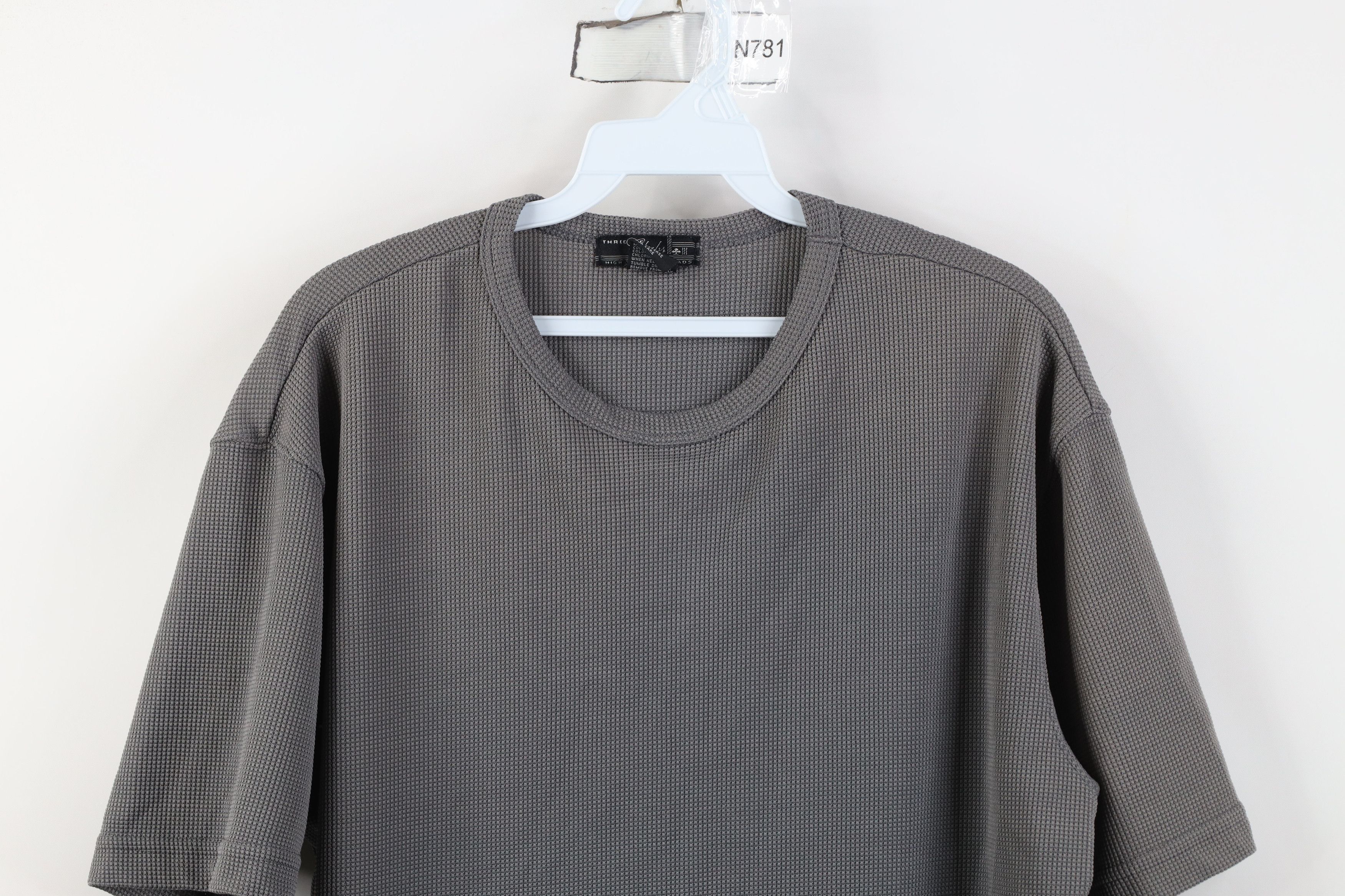 Vintage Vintage 90s Y2K Streetwear Thermal Waffle Knit T-Shirt Gray Size US L / EU 52-54 / 3 - 2 Thumbnail