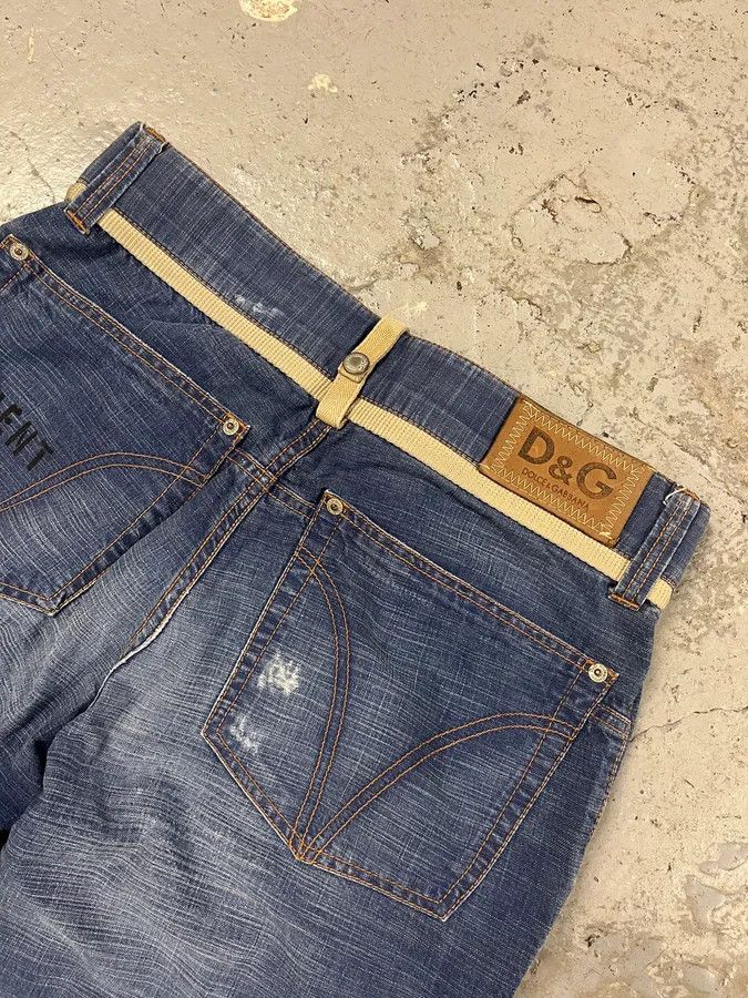 Dolce & Gabbana AW2004 Dolce & Gabbana Blue Denim Cargo Written Jeans Size US 31 - 9 Thumbnail