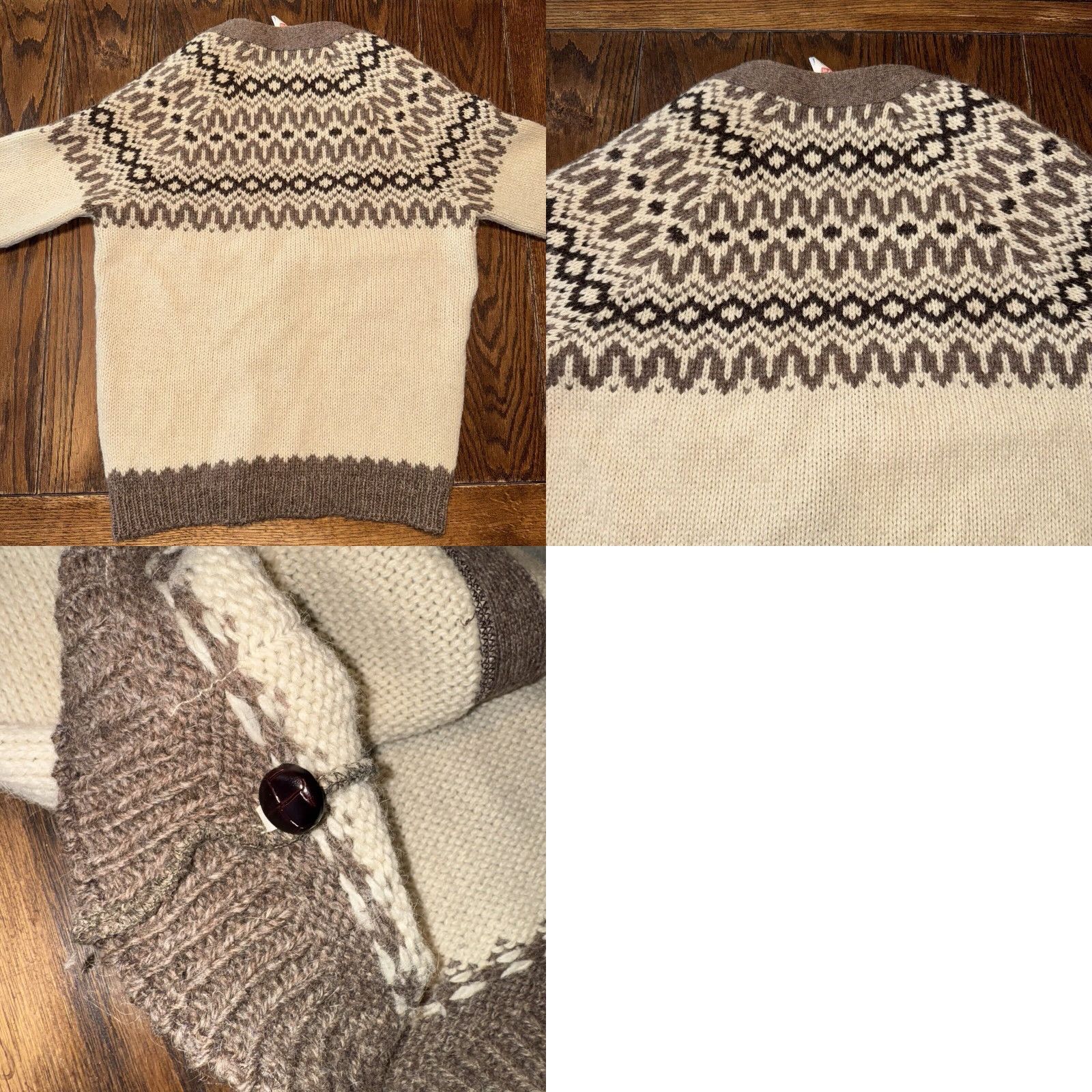 Vintage VINTAGE St Michael Cardigan Pure New Wool Mens Large Size L Fair Isle Ivory UK Jumper Cardigan with Pockets Size US L / EU 52-54 / 3 - 8 Thumbnail