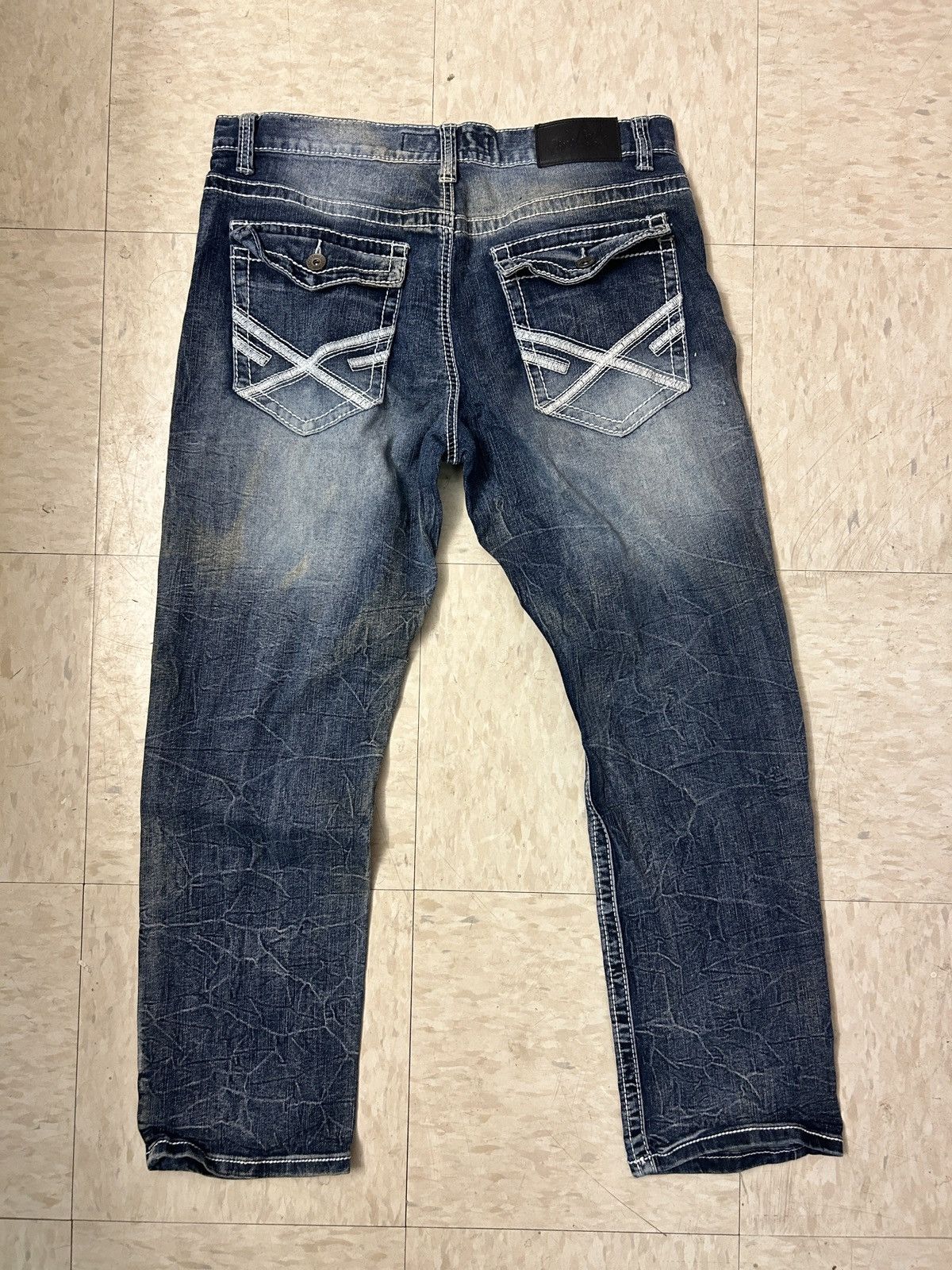 True Religion True Luck Blue Denim Jeans With Embroidered Pockets Size US 34 / EU 50 - 2 Thumbnail
