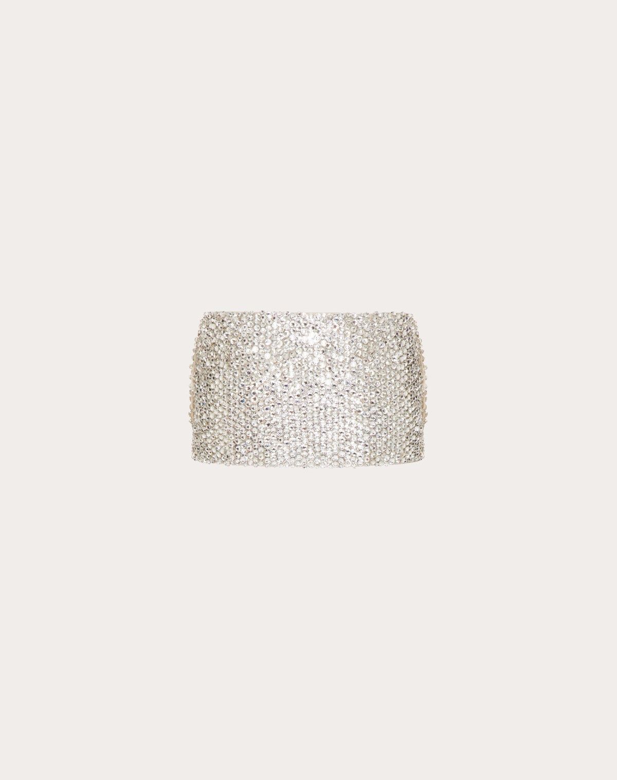 Valentino o1s1wg110525 Embroidered Organza Mini Skirt in Silver Size 28" / US 6 / IT 42 - 2 Thumbnail