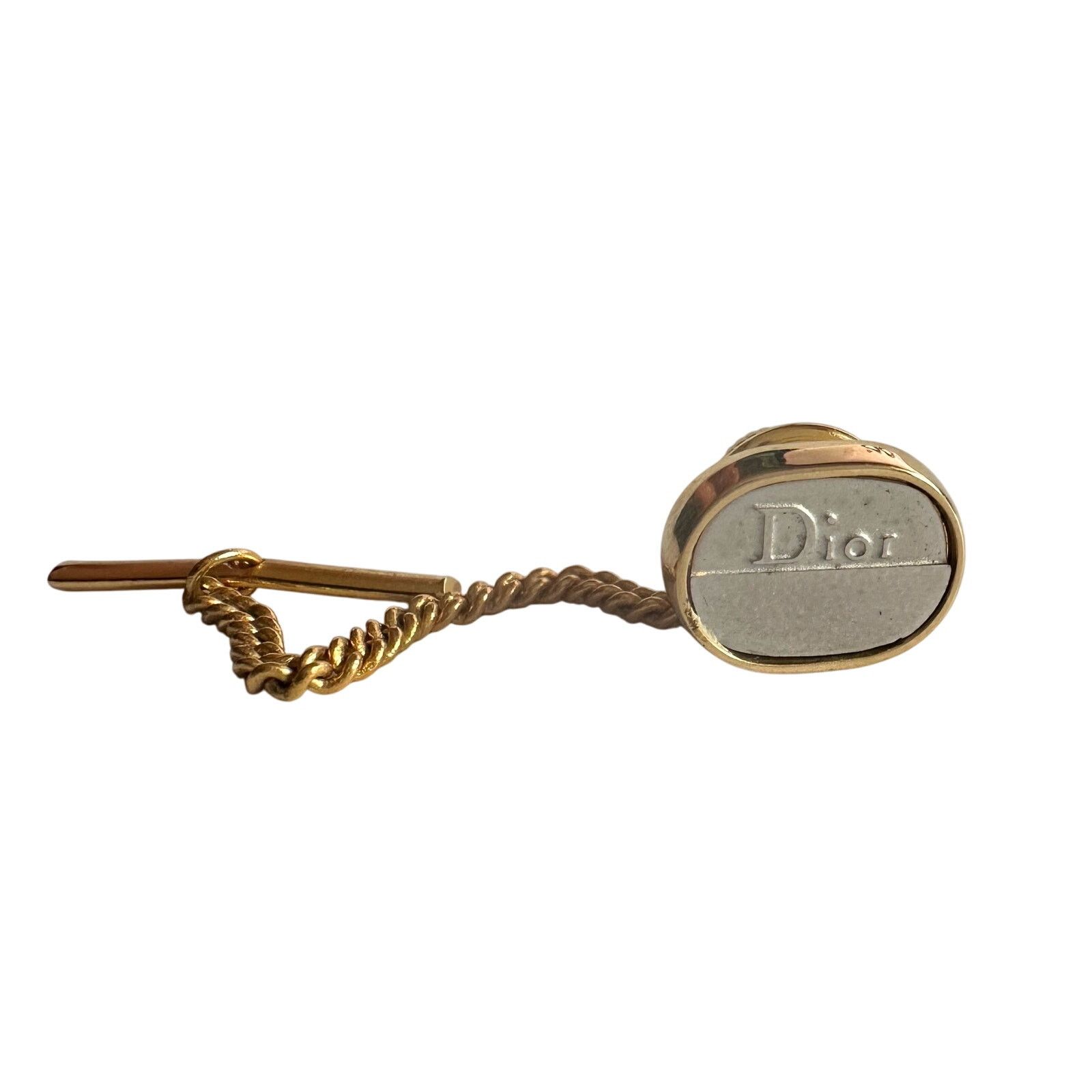Dior Dior Men's Two Tone Tie Pin - Textured Oval with Logo Size ONE SIZE - 2 Thumbnail