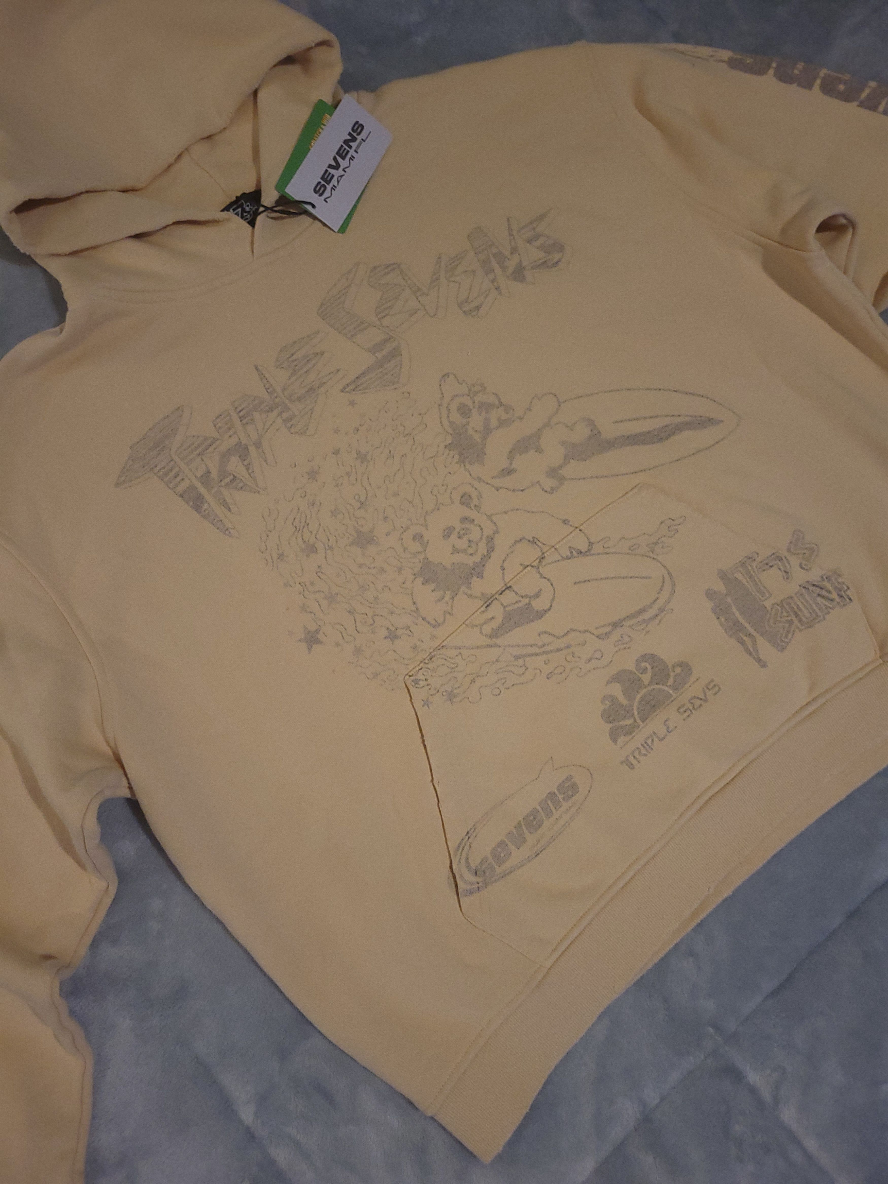 TRIPLE SEVENS Triple Sevens -Beige Hoodie-Mens Oversized Med (Fits L) BNWT Size US M / EU 48-50 / 2 - 6 Thumbnail