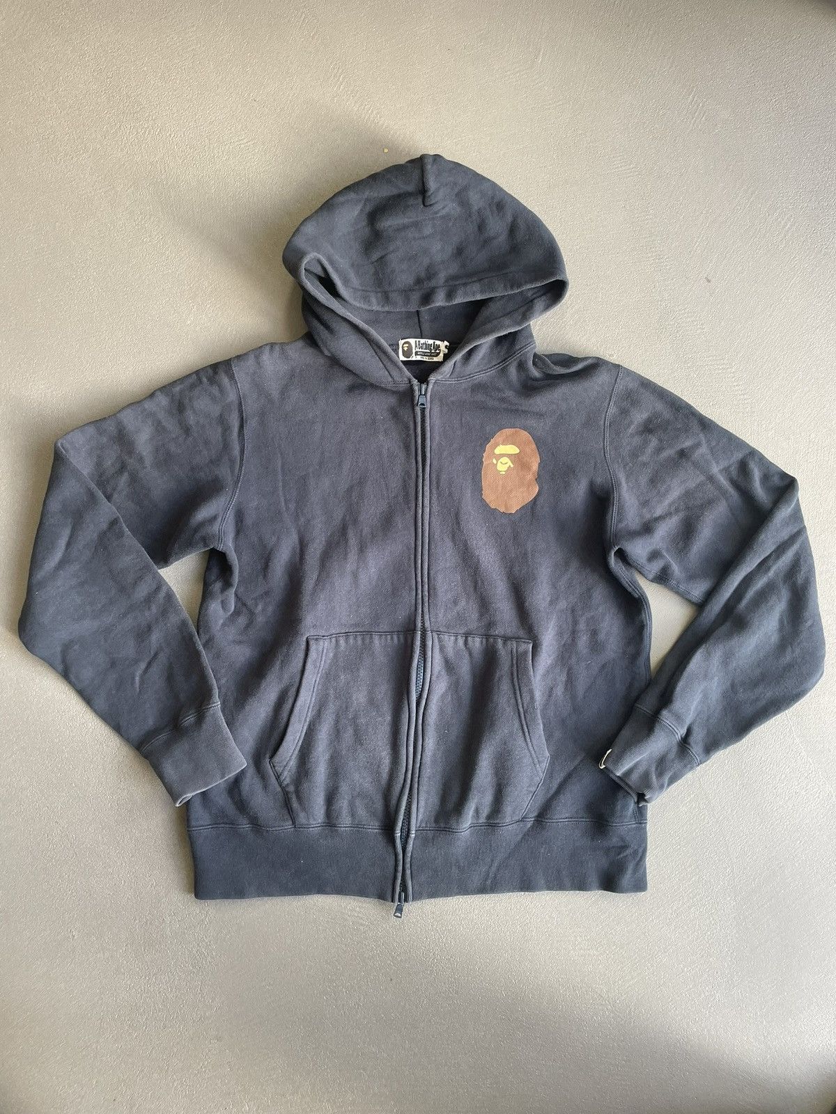 image of Bape Ape Head Zip Hoodie in Navy, Men's (Size Large)