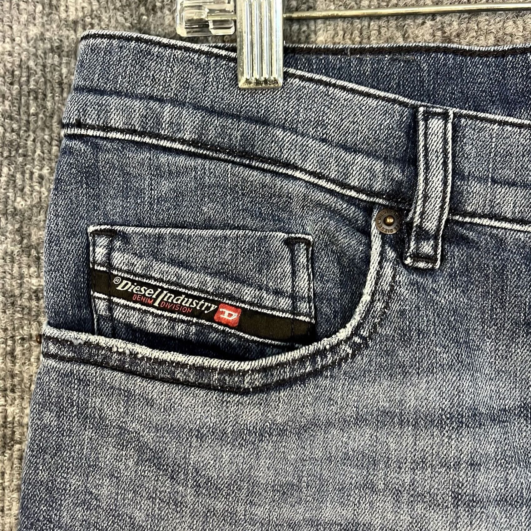 Diesel Diesel Tepphar Mens Stretch Jeans 34x32 Blue Button Fly Faded Whiskers Size US 34 / EU 50 - 3 Thumbnail
