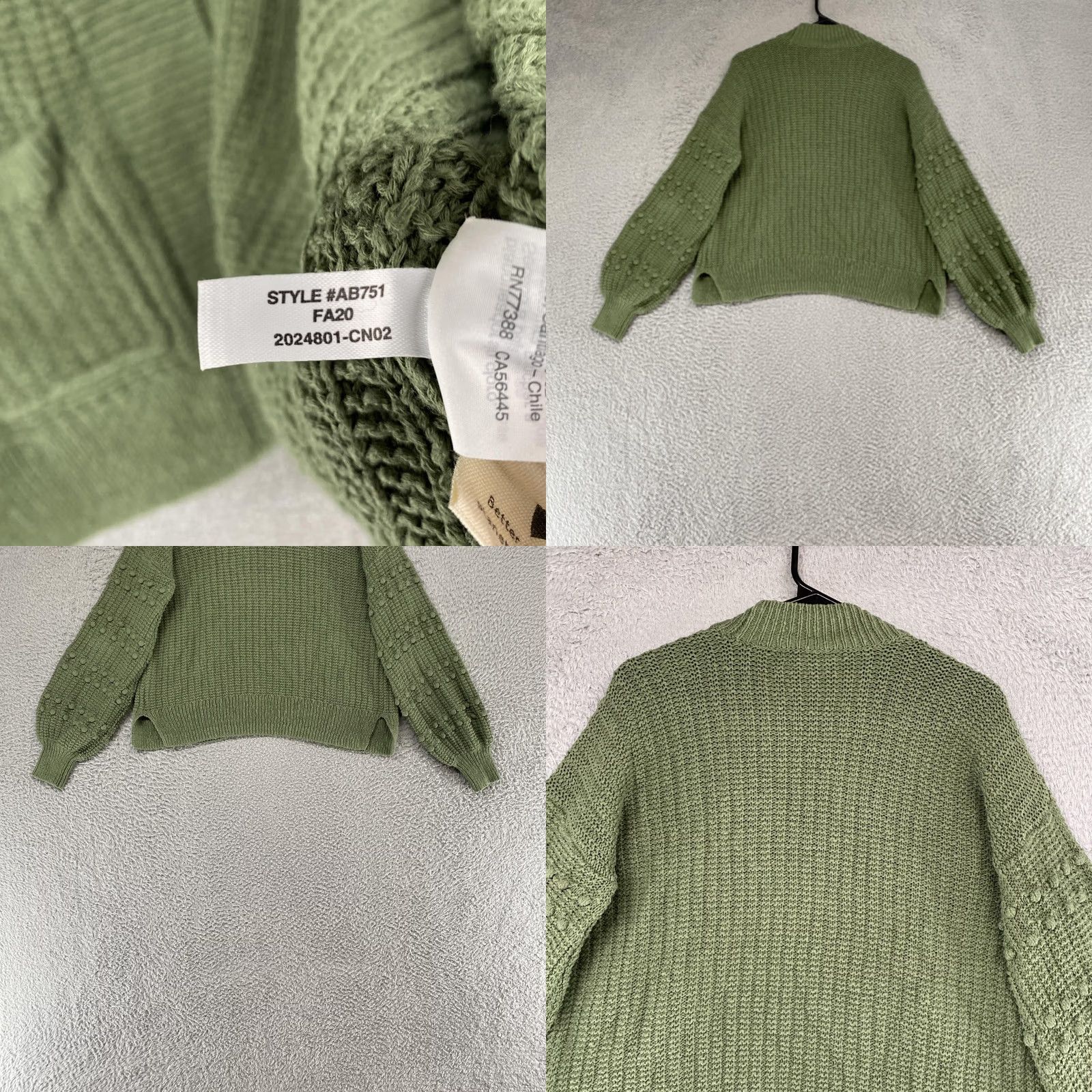 Madewell Madewell Cardigan Sweater Womens XS Balloon Sleeve Knit 100% Cotton Green V-Neck Pocket Open Casual Fall Vintage: No Size XS / US 0-2 / IT 36-38 - 8 Thumbnail