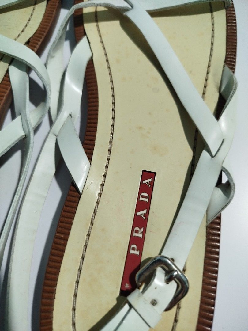 Prada Prada White Strappy Sandals / Size 40.5 Size US 10.5 / IT 40.5 - 6 Thumbnail
