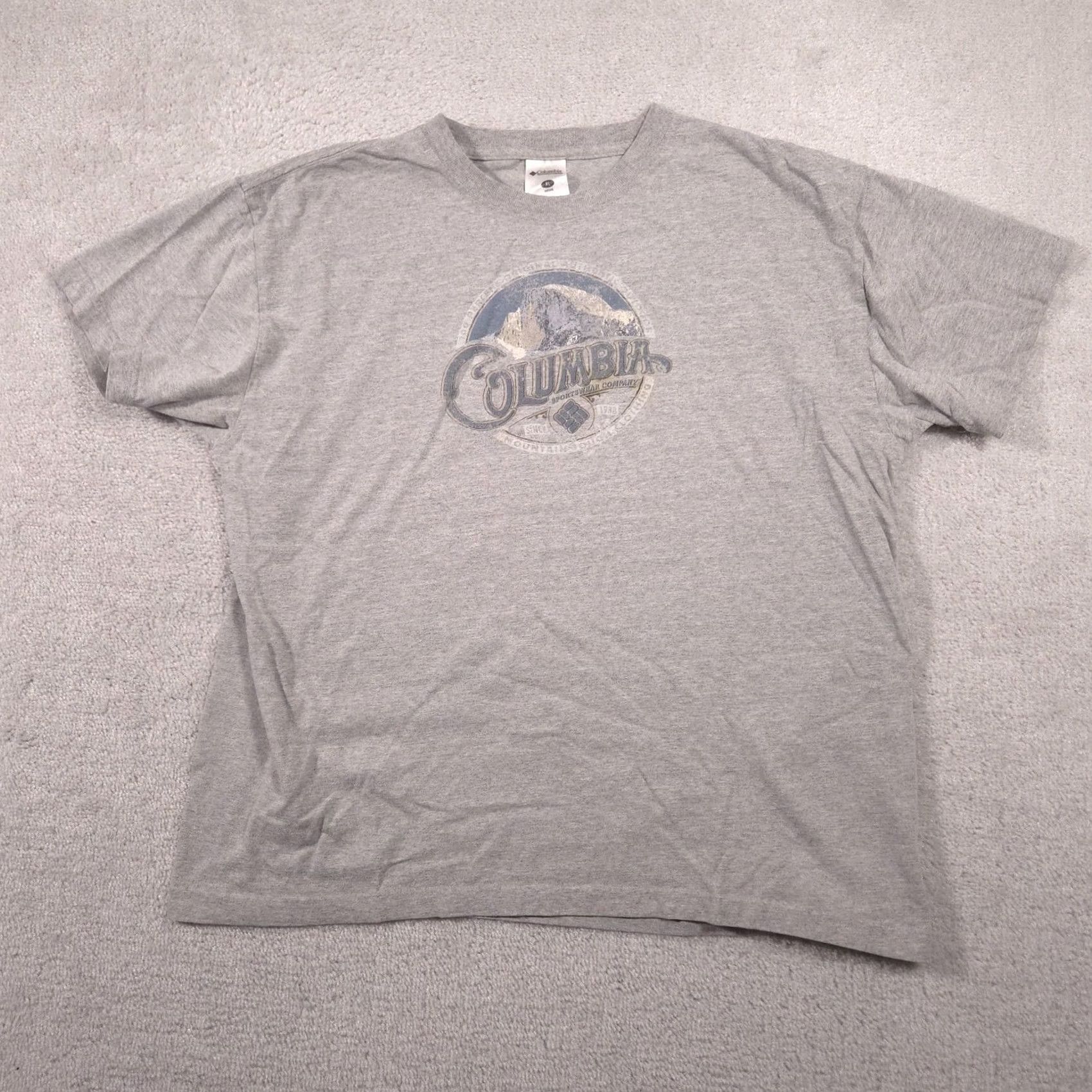 Logo 7 Columbia Mens XL Gray Mountain Graphic Tee Shirt Outdoor Hiking Logo Casual Size US XL / EU 56 / 4 - 2 Thumbnail