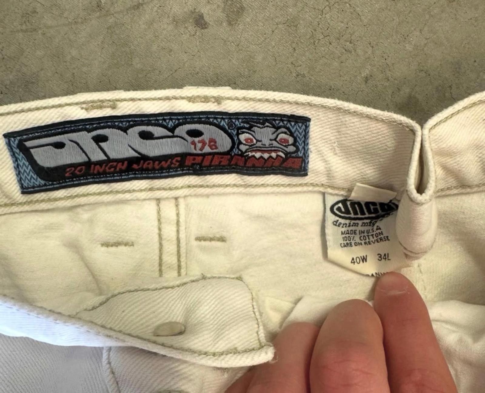 JNCO Grail JNCO White Wash Piranha Denim Jeans 1/1 Mens 36x30 90s Size US 36 / EU 52 - 6 Thumbnail